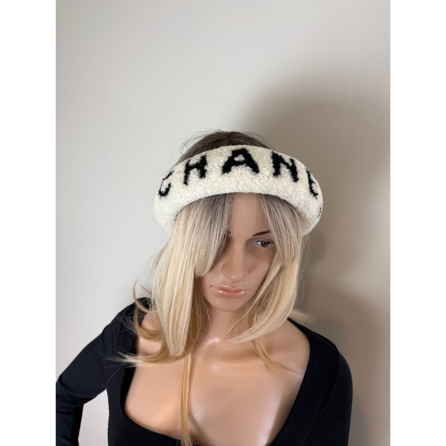 
                  
                    Chanel Shearling Logo Ecru Black Headband
                  
                