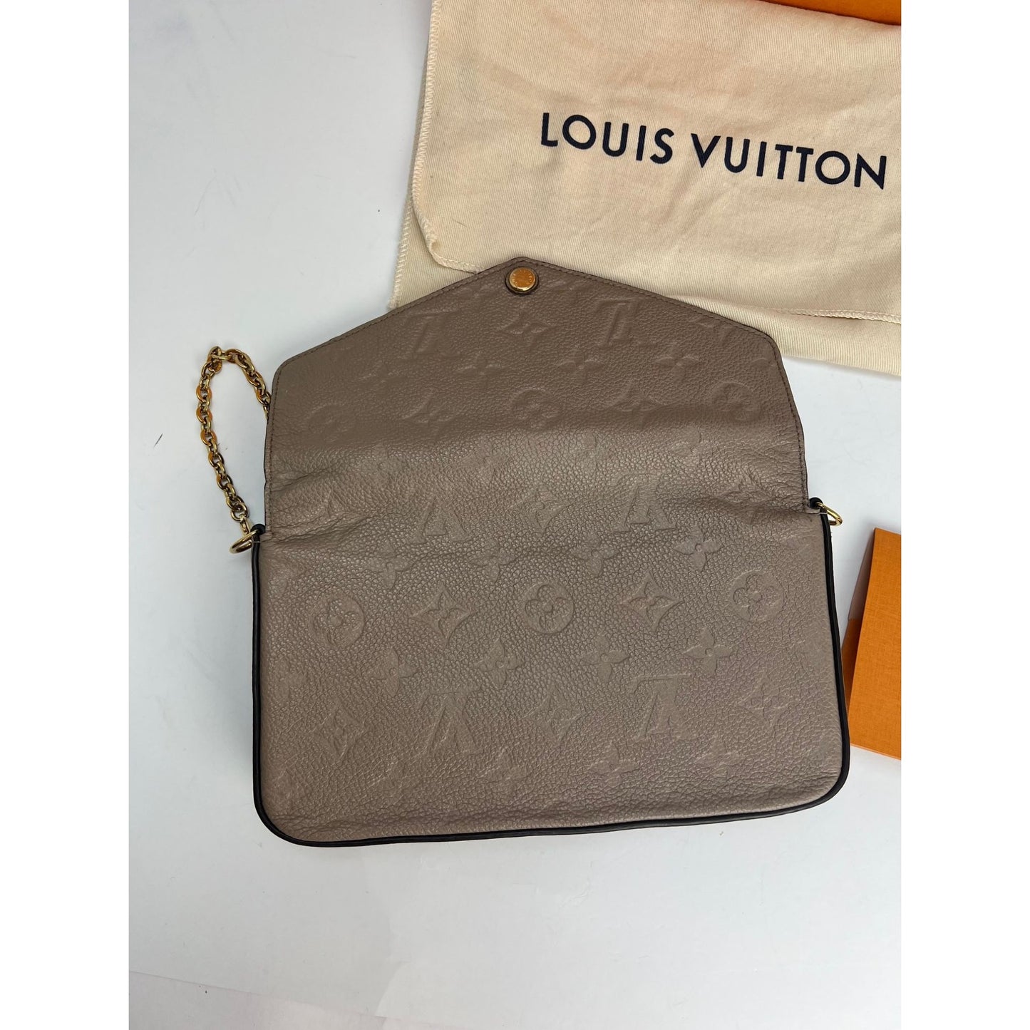Beige Louis Vuitton Monogram Empreinte Pochette Felicie Crossbody Bag