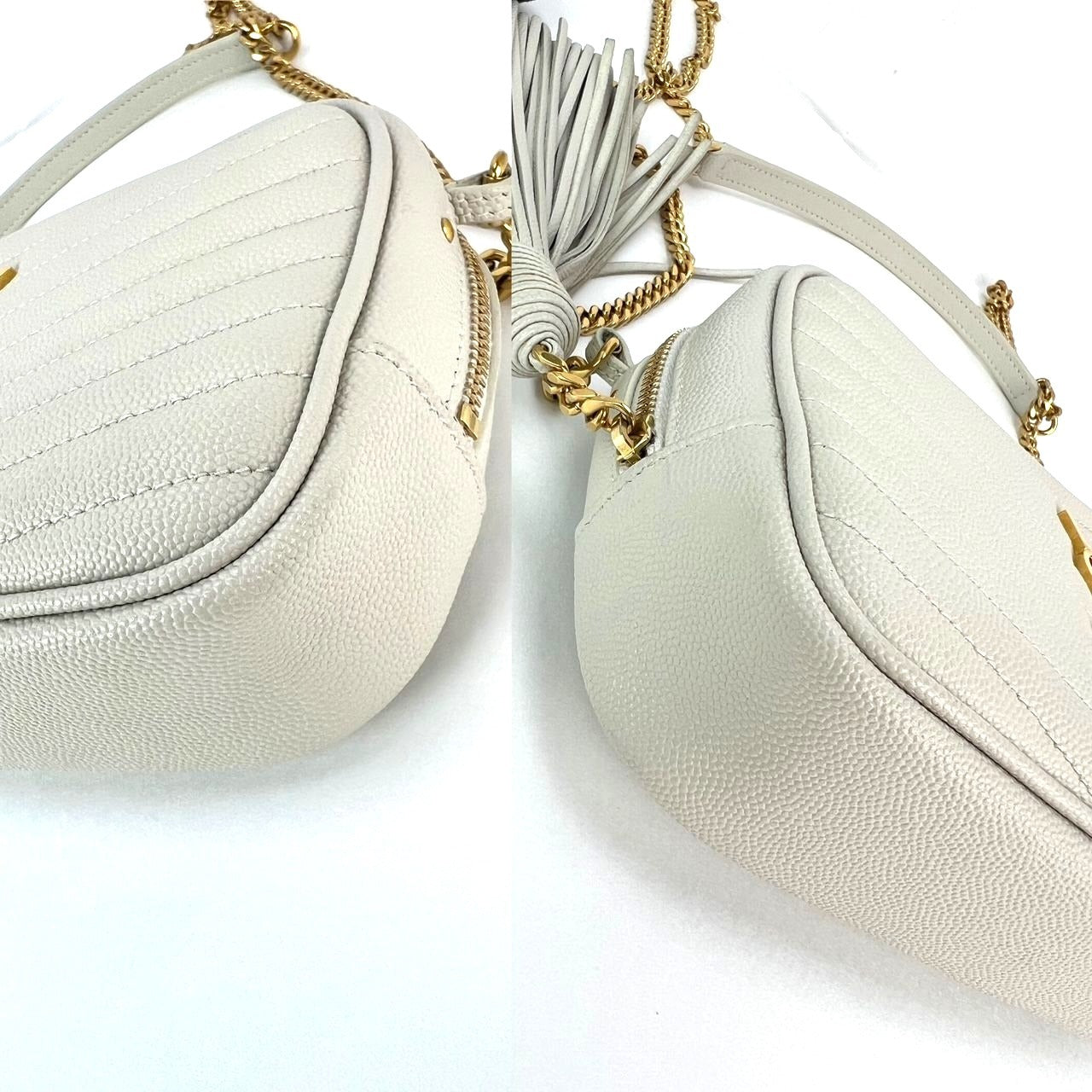 
                  
                    Saint Laurent Mini Lou Camera Grain De Poudre Matelasse White Shoulder Bag
                  
                