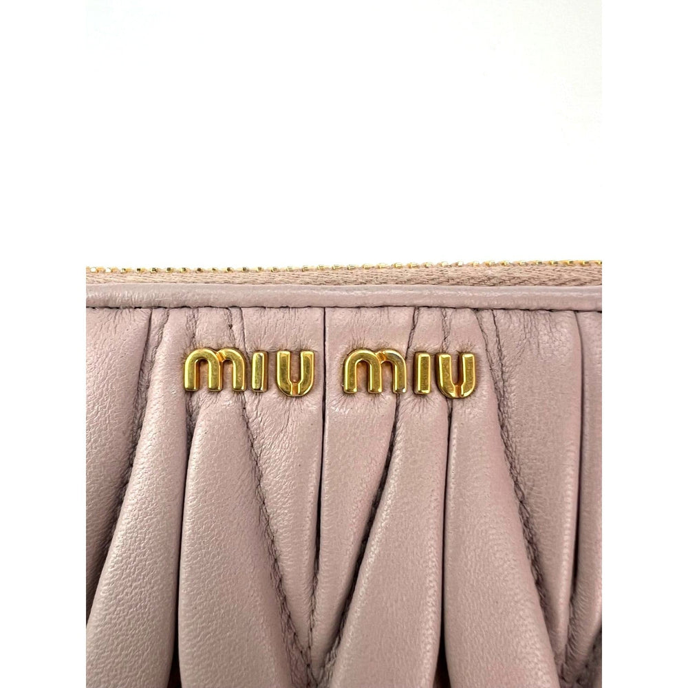 Miu Miu Long Beige Zip Around Leather Wallet