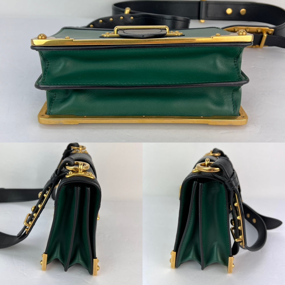 
                  
                    Prada City saffiano Cahier Billardo Black Green Shoulder Clutch Bag
                  
                