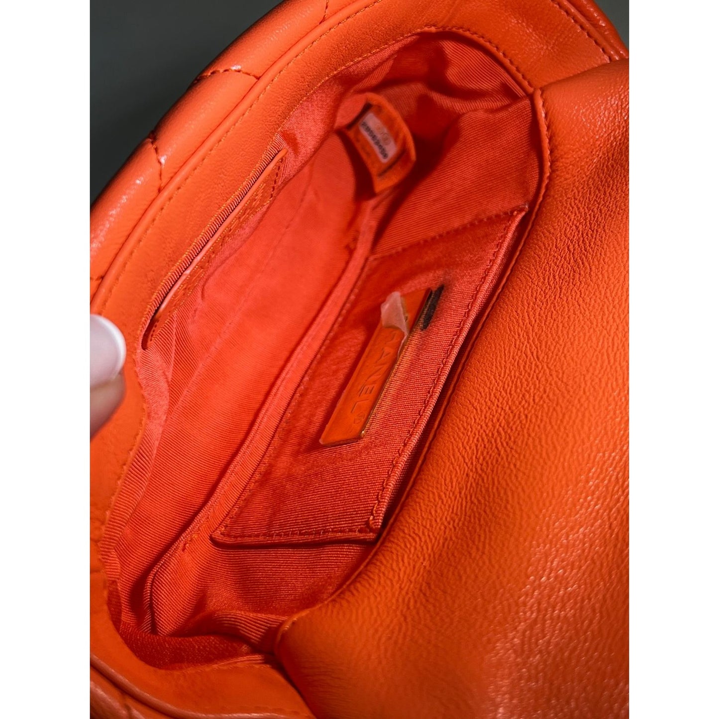 
                  
                    Chanel Goatskin Quilted Chanel 19 Waist Belt Bag Orange
                  
                