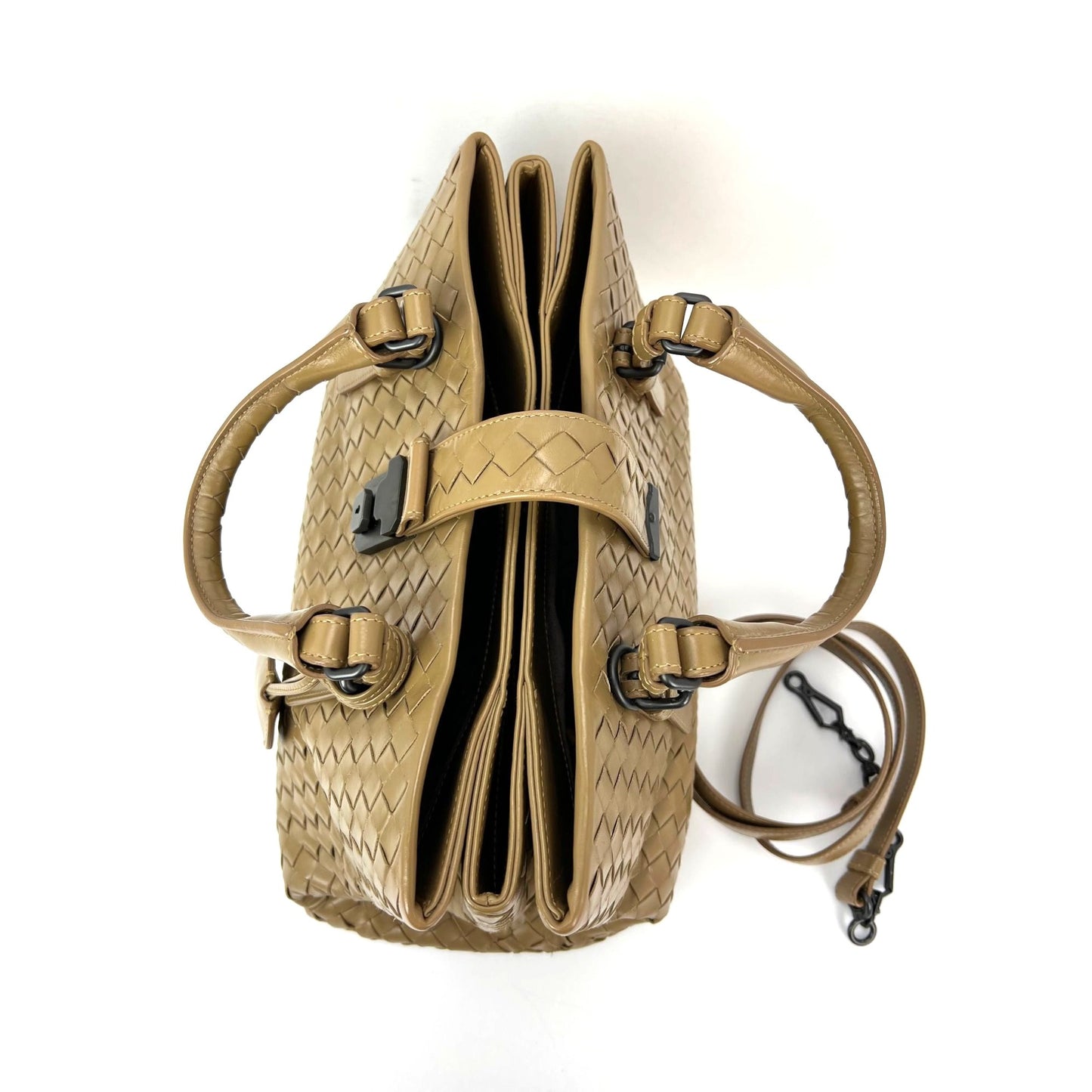 
                  
                    Bottega Veneta Roma Intrecciato Nappa Taupe Shoulder Bag
                  
                