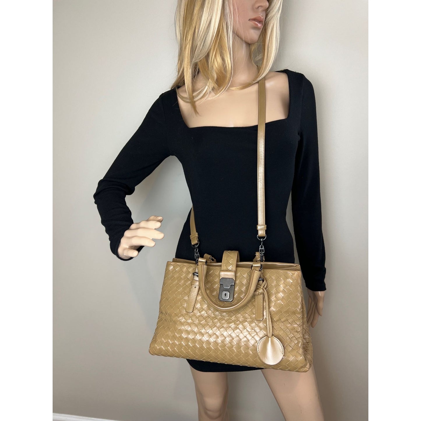 
                  
                    Bottega Veneta Roma Intrecciato Nappa Taupe Shoulder Bag
                  
                