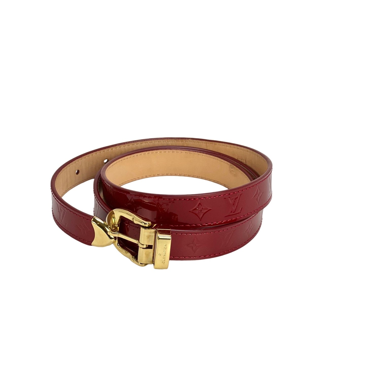 Louis Vuitton Ceinture 20mm Vernis Patent Leather Red Belt 90 36