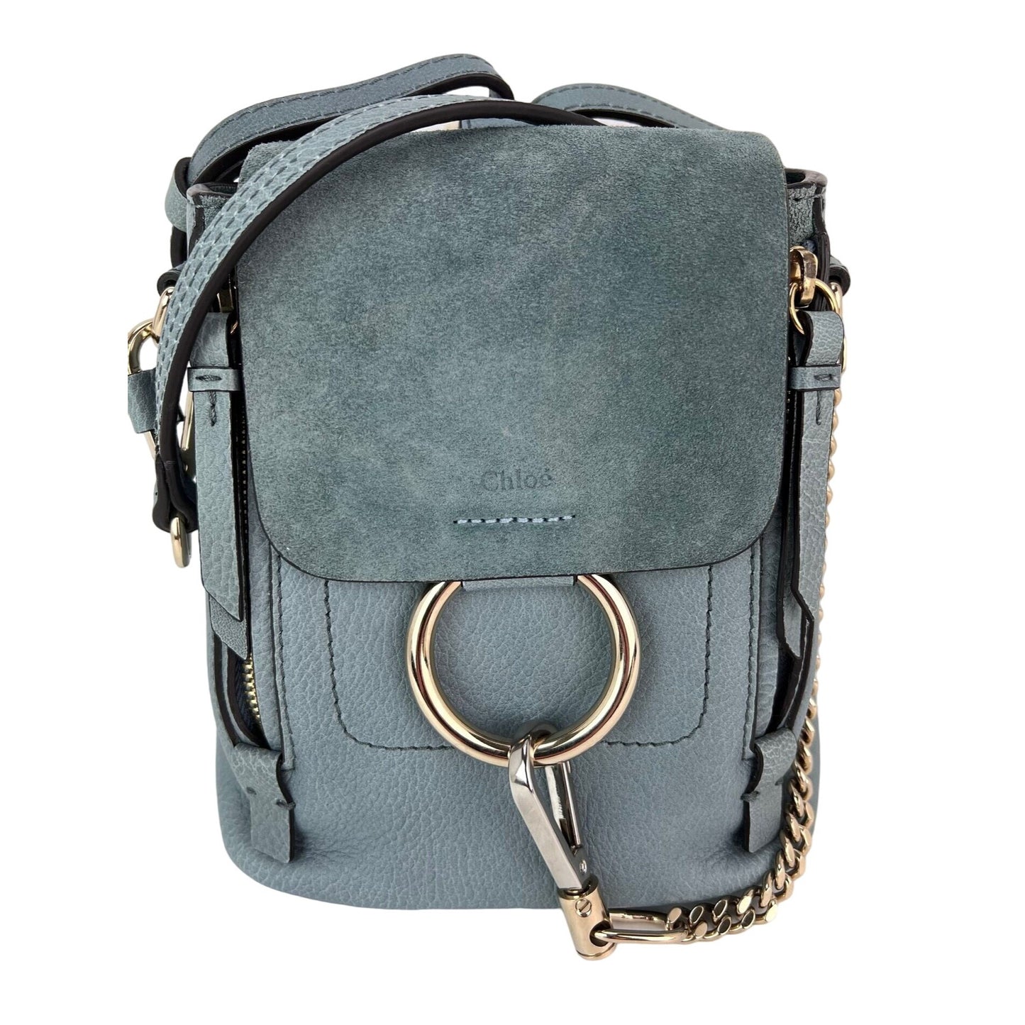 Chloe Faye Mini Leather/Suede Backpack, Blue, Women's
