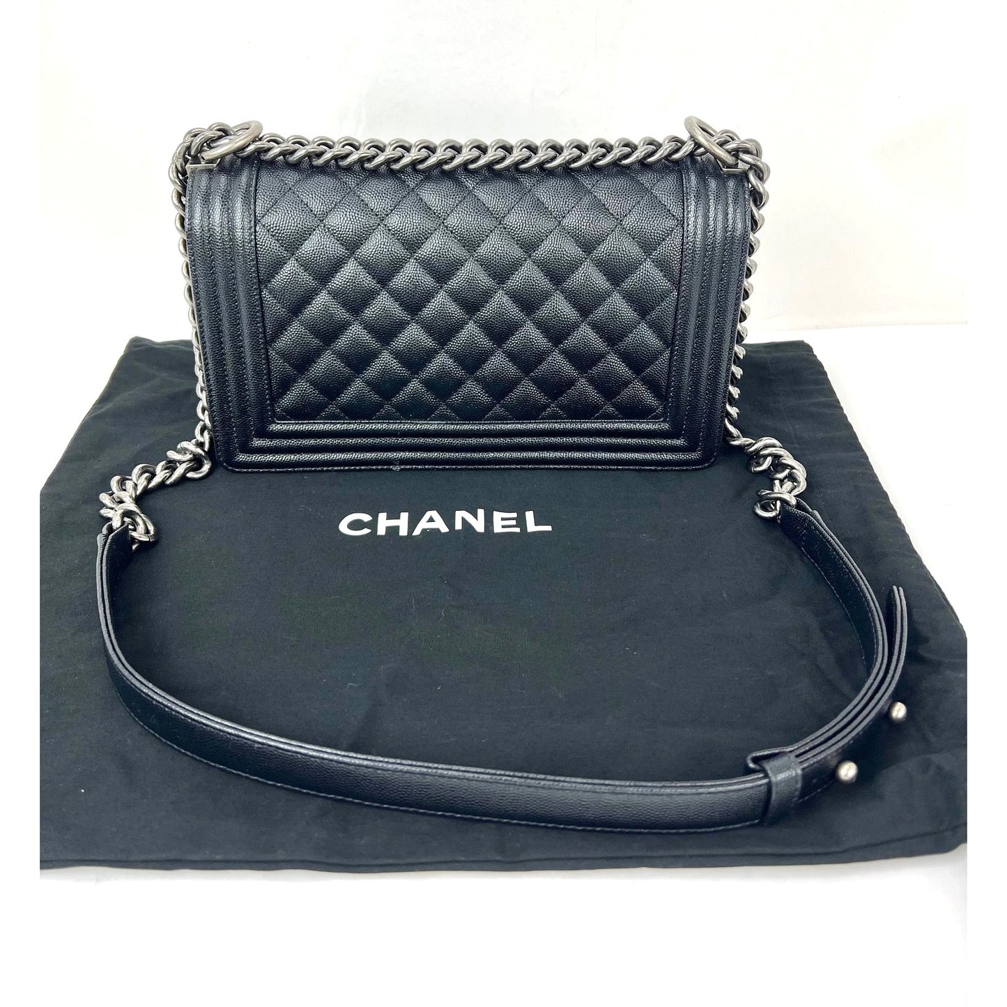 
                  
                    Chanel Caviar Quilted Medium Black Boy Flap Shoulder Bag
                  
                