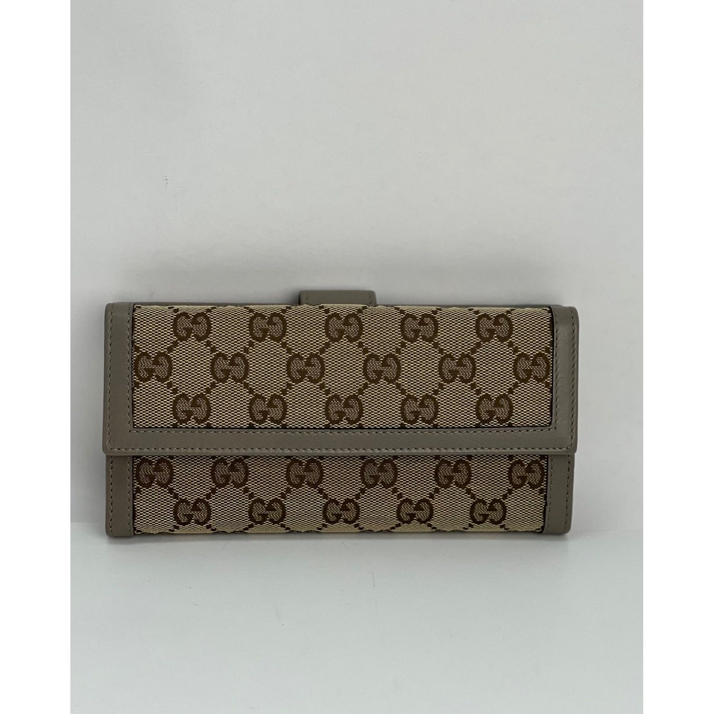Authentic GUCCI Canvas Leather Continental Long Wallet 