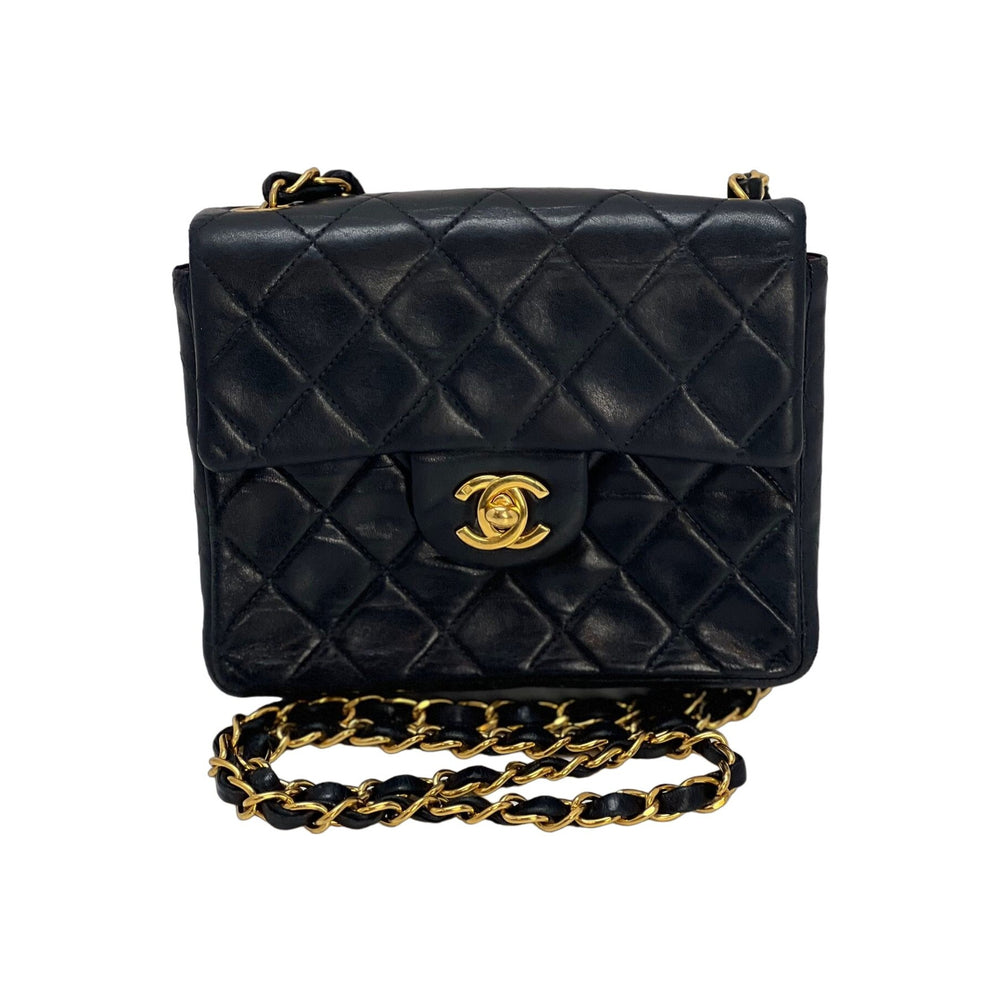 CHANEL Lambskin Quilted Mini Square Flap Black 1309757