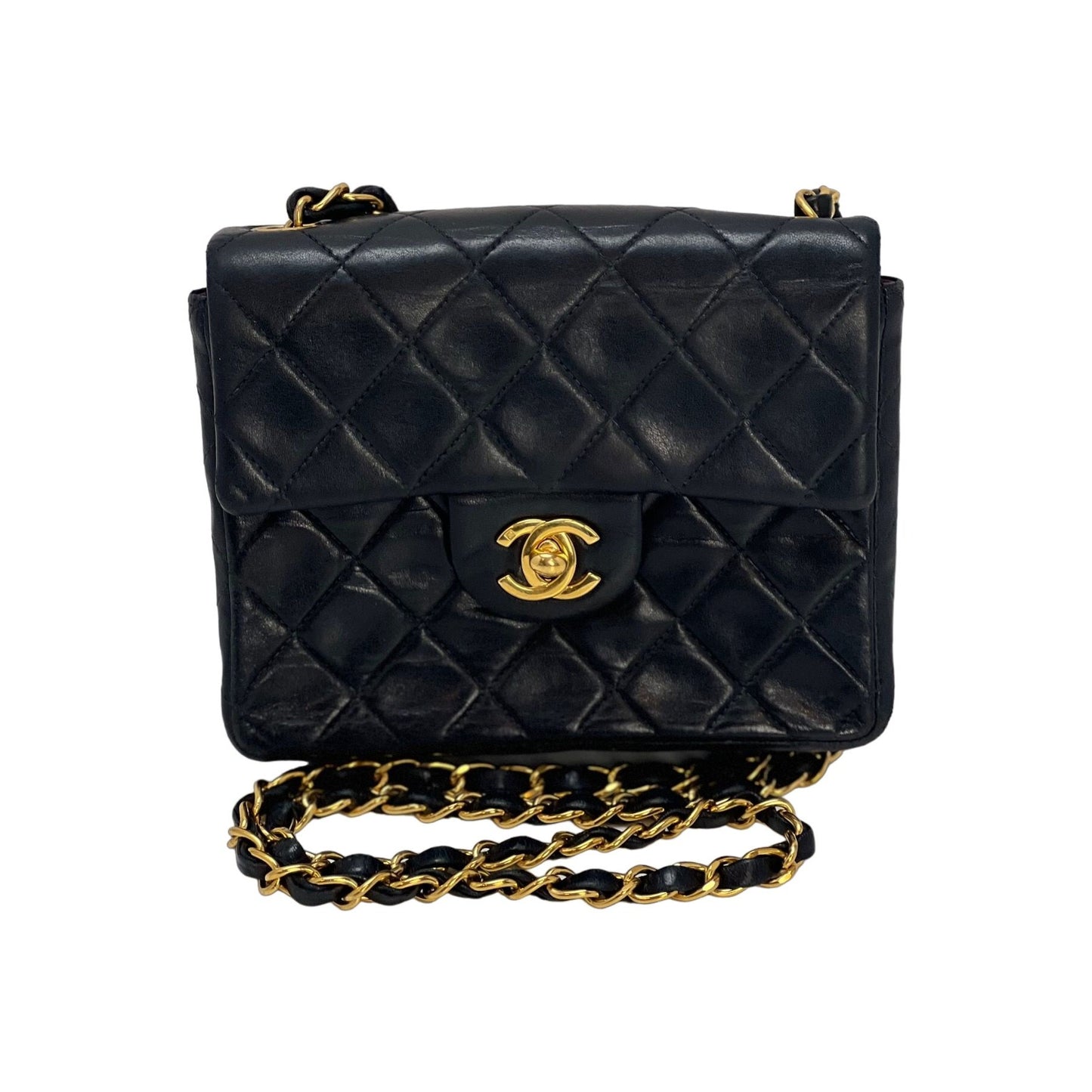 Chanel Lambskin Quilted Mini Square Flap Black Bag