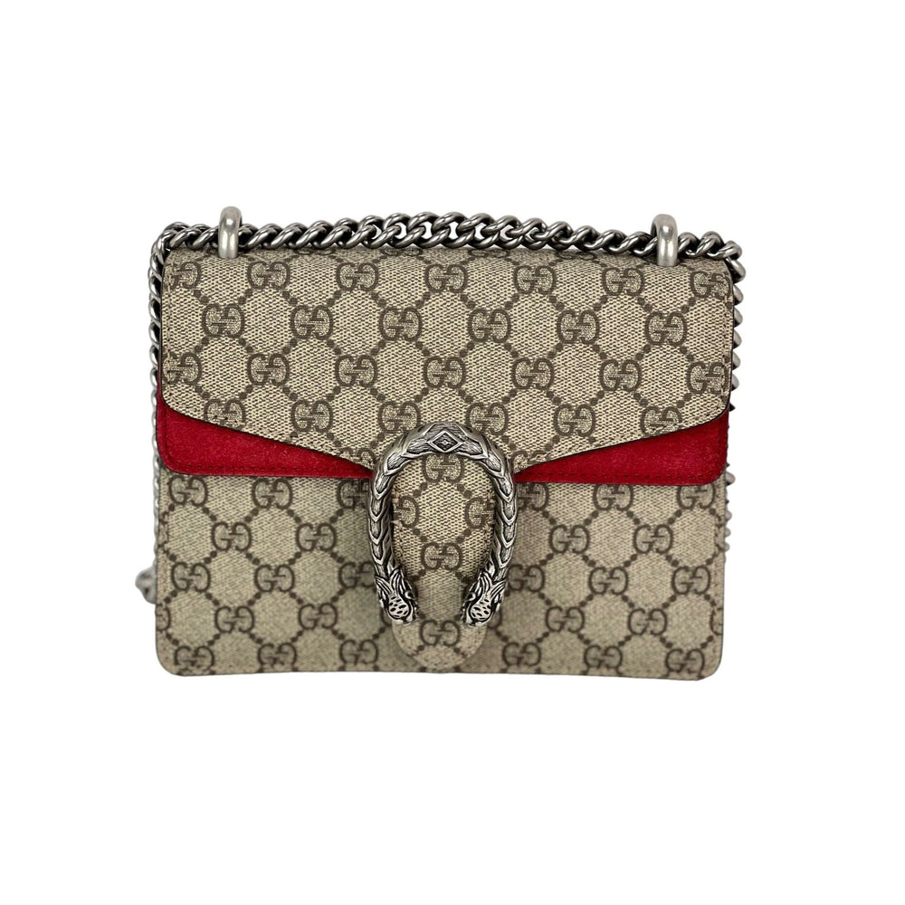 GUCCI Dionysus GG Supreme Red Mini Shoulder Crossbody Bag