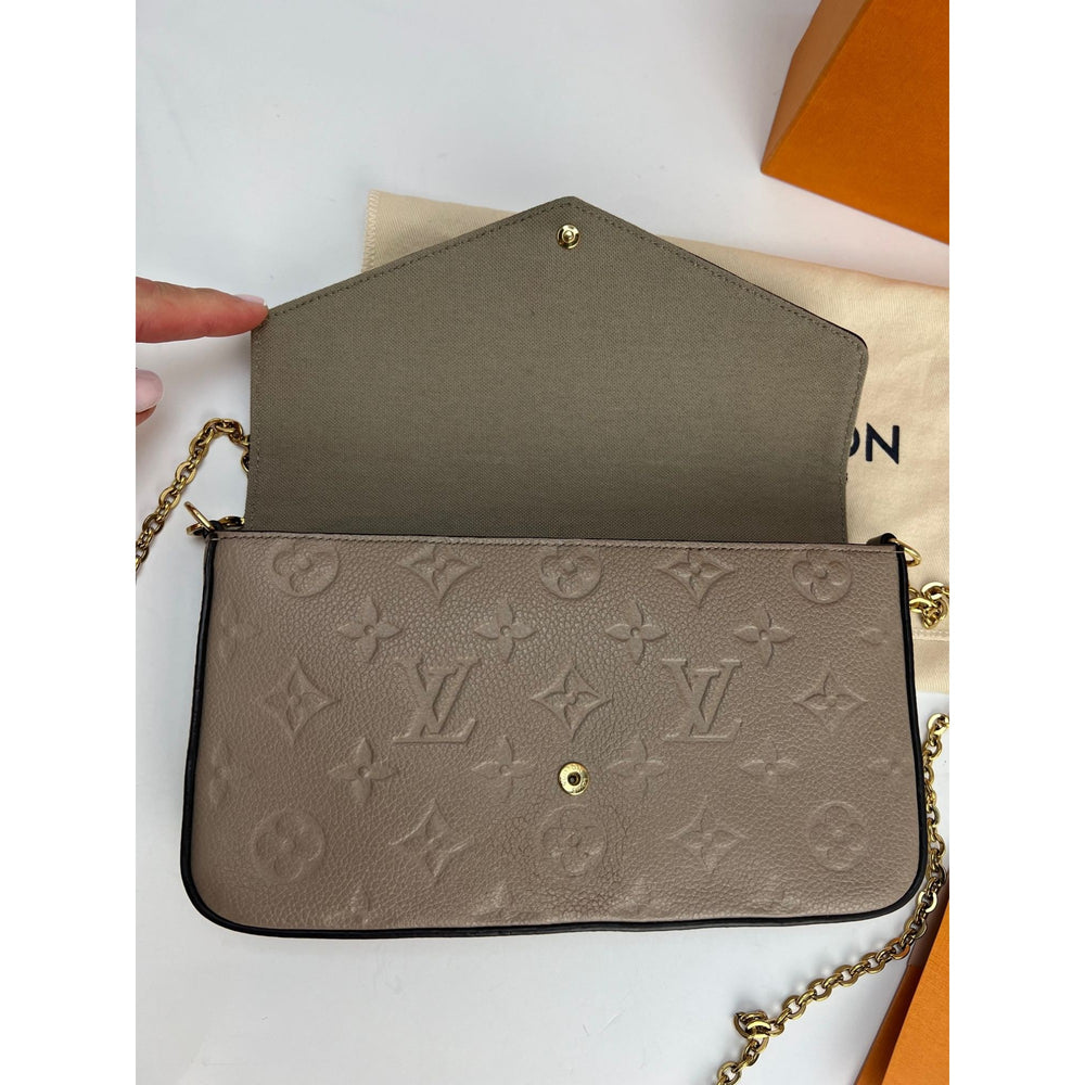 Louis Vuitton Pochette Felicie GM Empreinte Beige Crossbody Bag