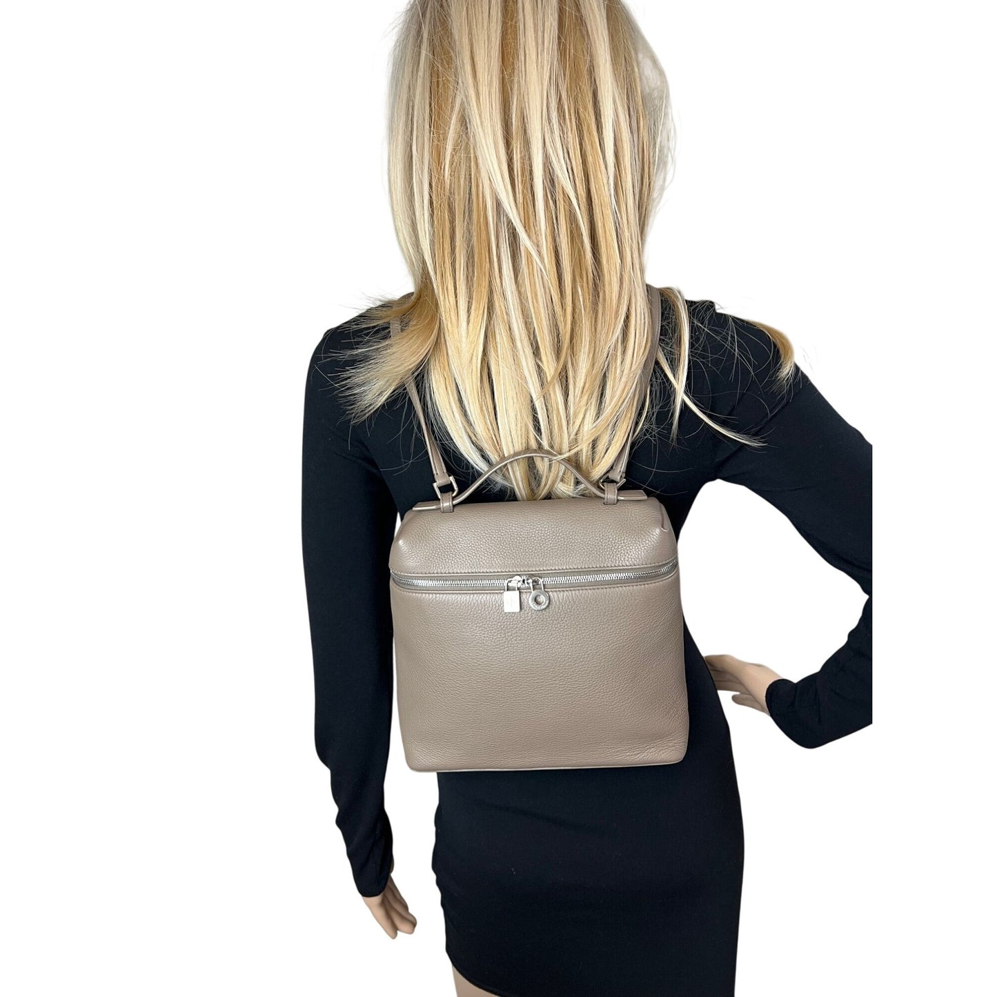 
                  
                    Loro Piana Grained Calfskin 23.5 Extra Pocket Warm Mastic Backpack
                  
                