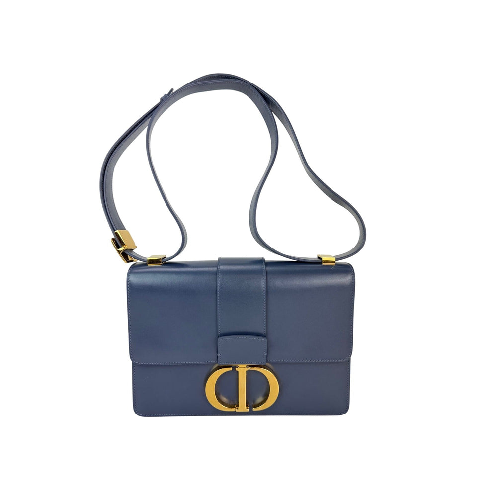 Christian Dior 30 Montaigne Smooth Calfskin Box Dark Denim Bag