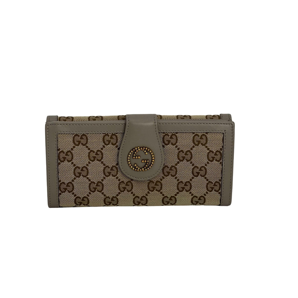 Gucci GG Beige Canvas Monogram Long Leather Wallet – Debsluxurycloset