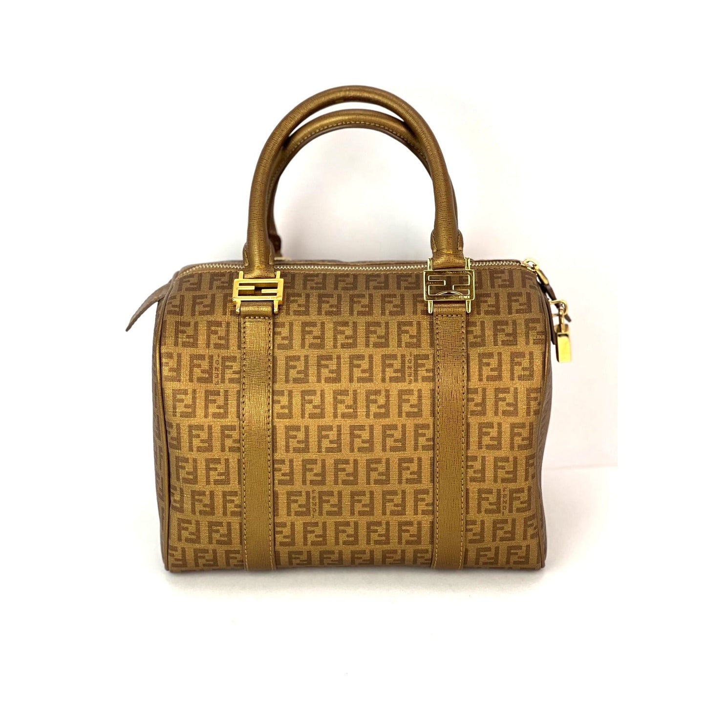 
                  
                    Fendi Boston Gold Coated Canvas Hand Bag
                  
                