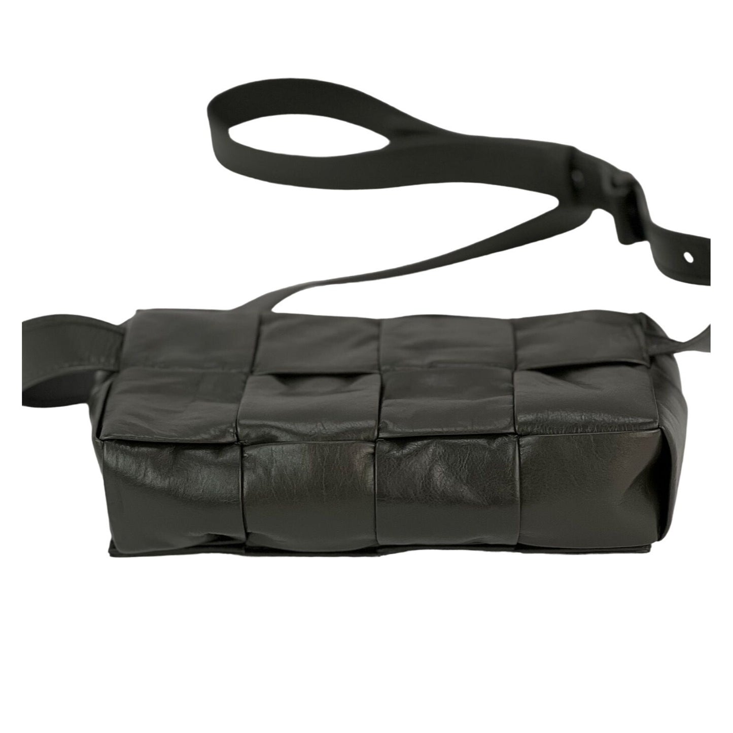 
                  
                    Bottega Veneta Calfskin Intreccio Cassette Belt Sling Bag Dark Green
                  
                