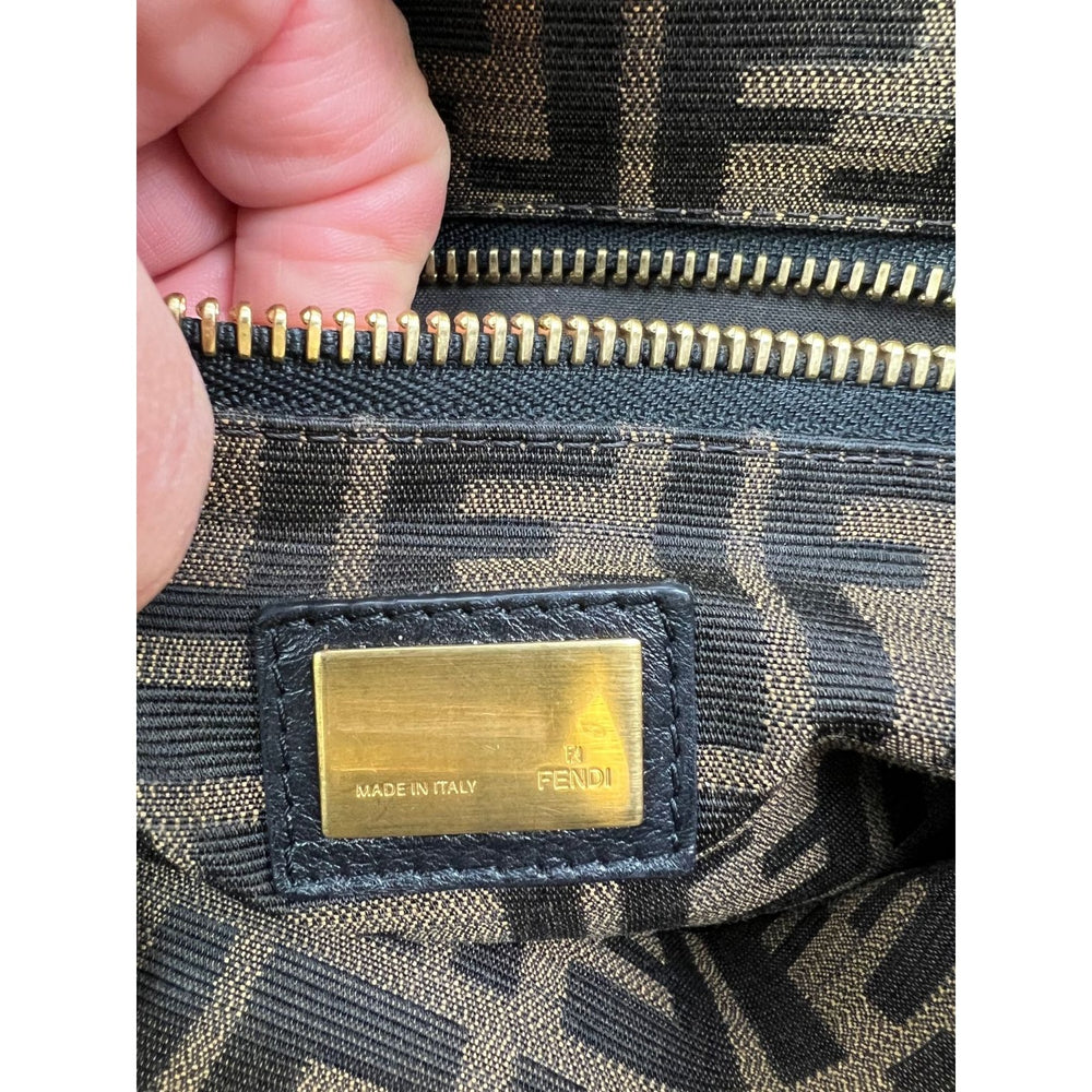 Fendi Black Iconic Peekaboo Zucca Lined Medium Shoulder Bag