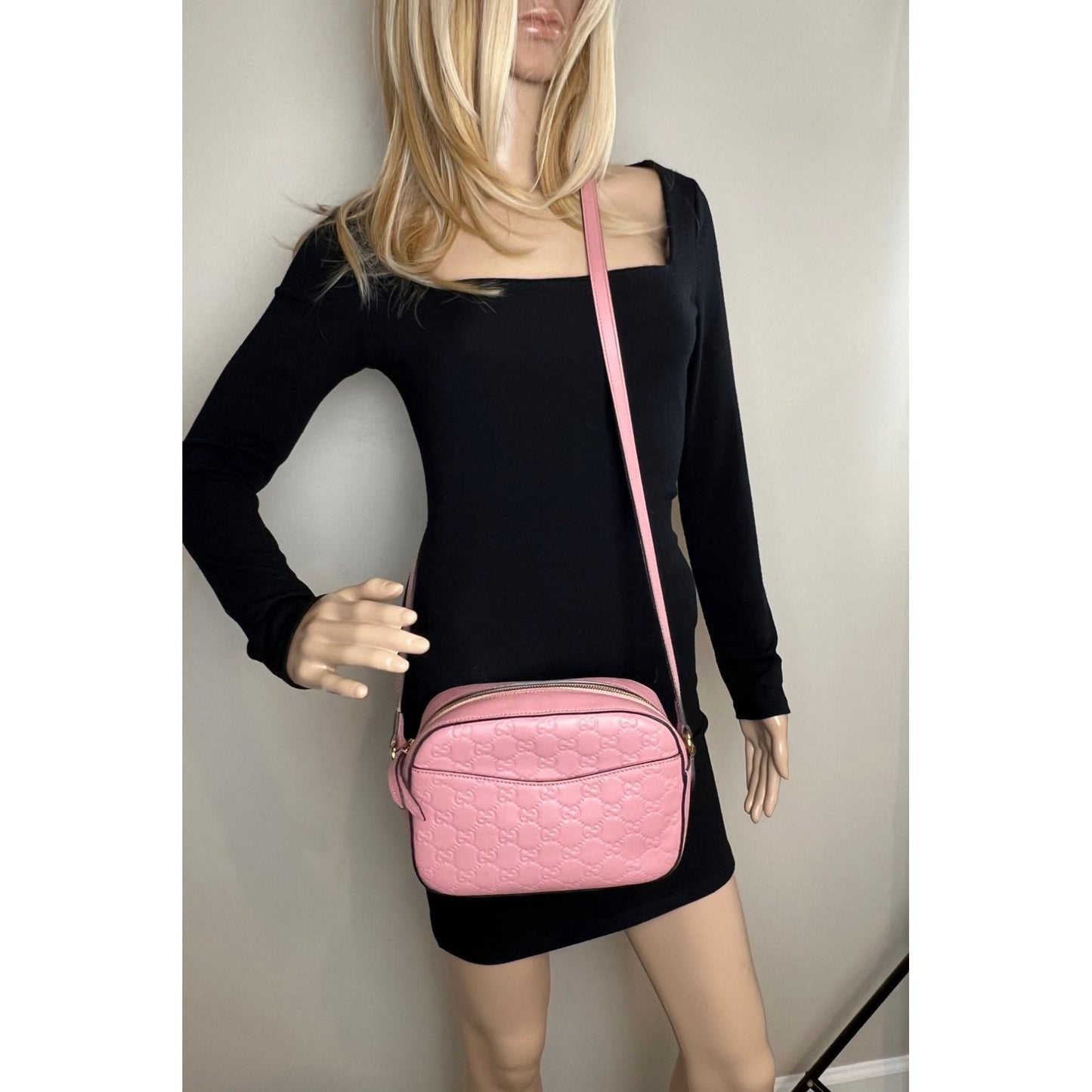 
                  
                    Gucci Guccissima Camera Pink Leather Crossbody Bag
                  
                