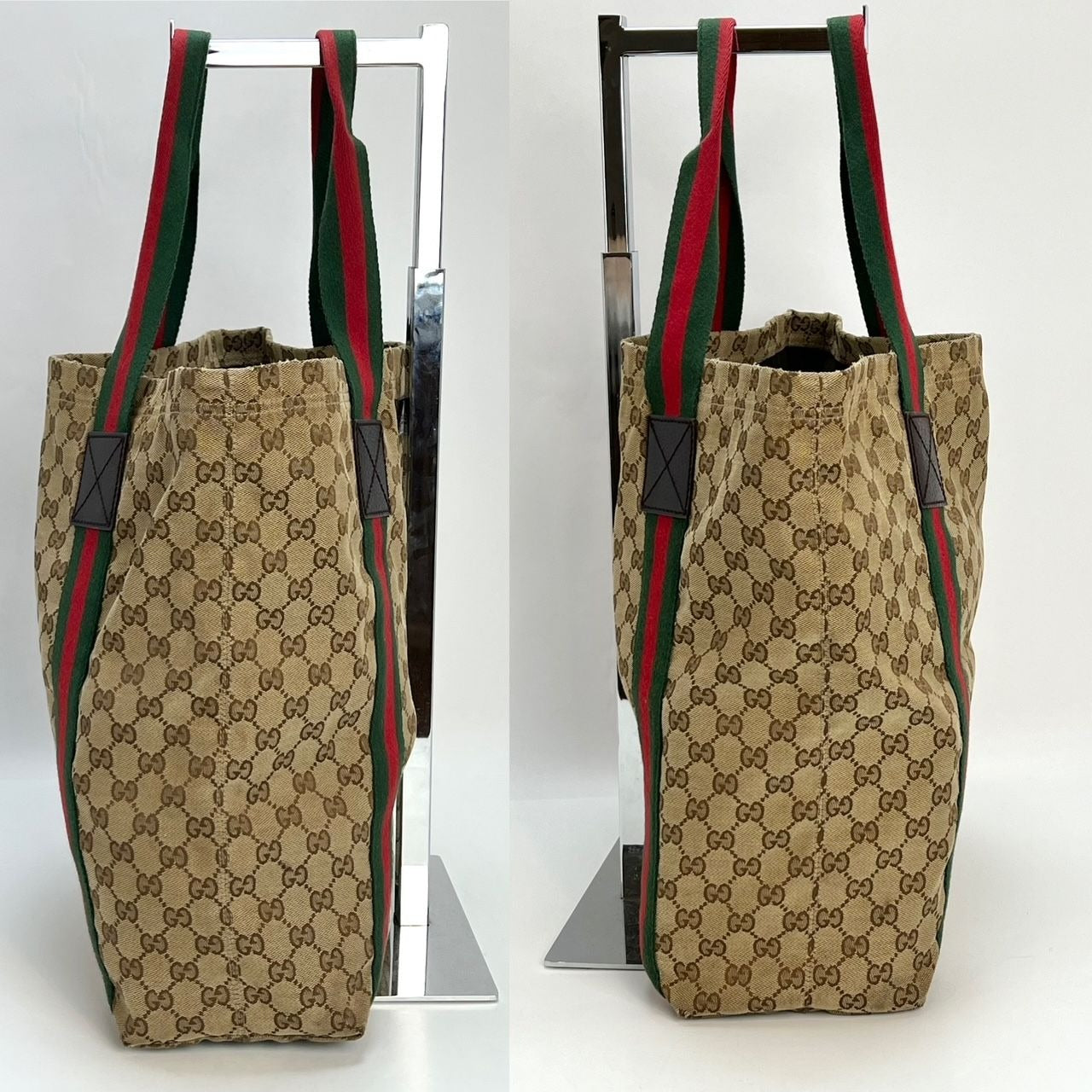 GUCCI GG Monogram Large Web Handle Vertical Tote Dark Brown