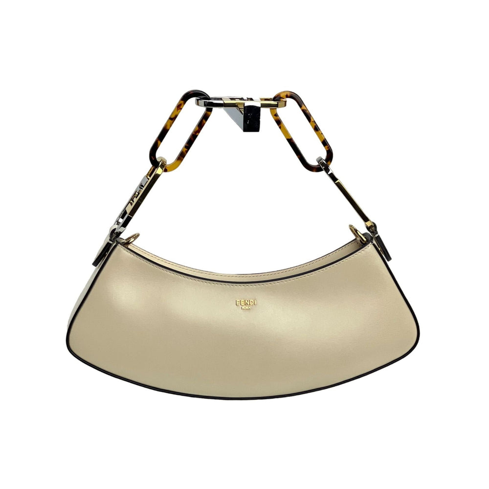 Fendi O Lock Swing Vit Queen Palmel Cresent Beige Leather Hand Bag