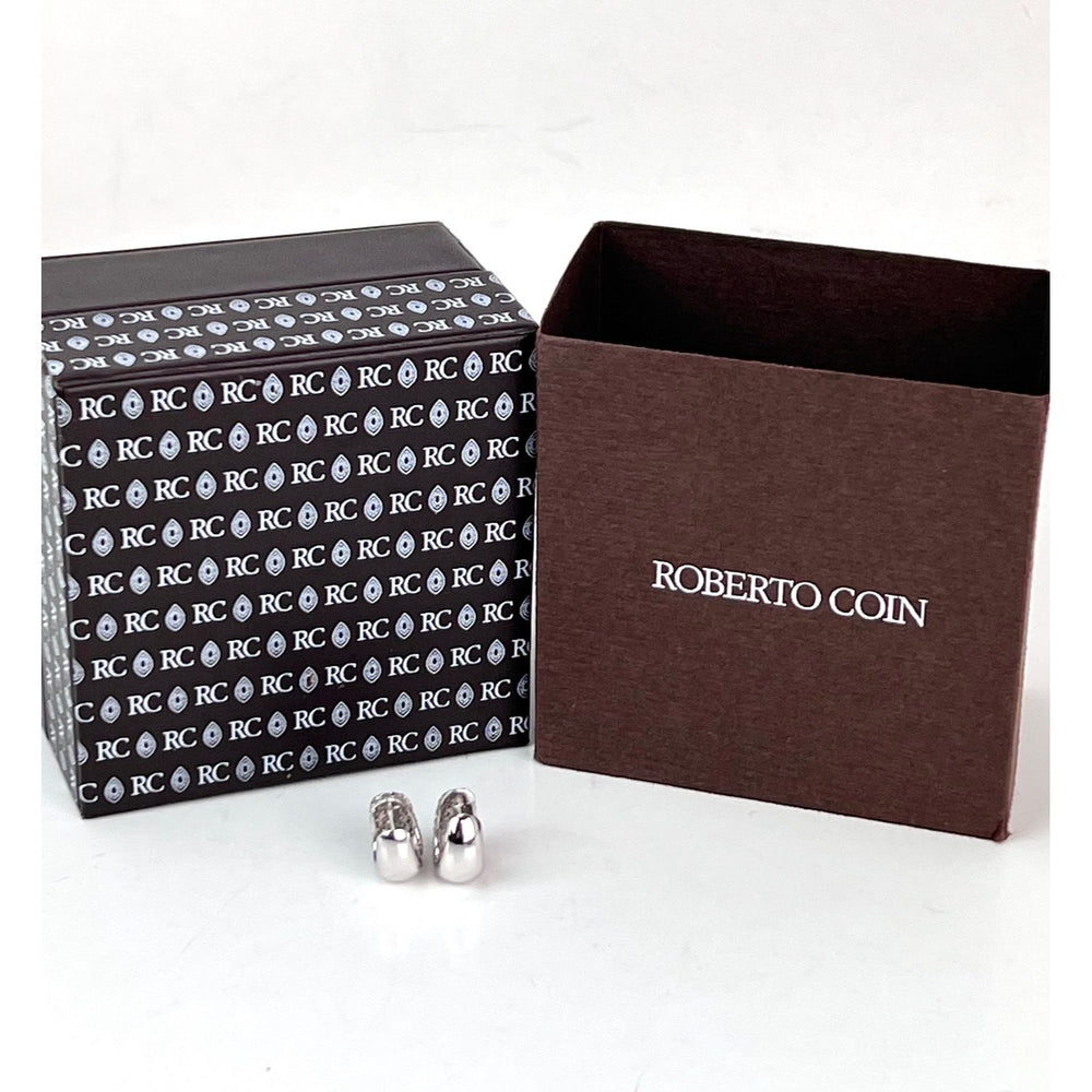 
                  
                    Roberto Coin Diamond & 18K White Gold Huggie Hoop Earrings/0.5"
                  
                