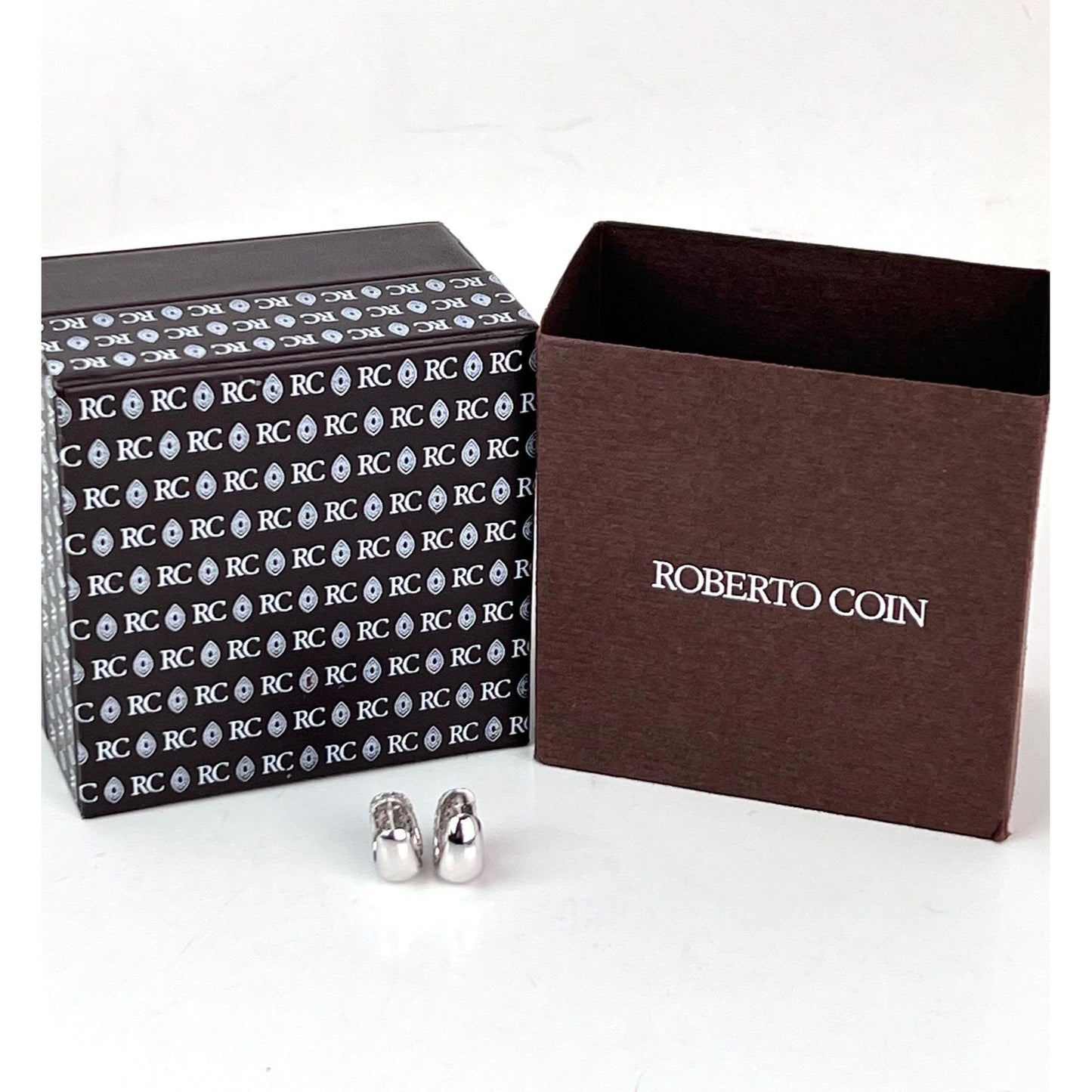 
                  
                    Roberto Coin Diamond & 18K White Gold Huggie Hoop Earrings/0.5"
                  
                