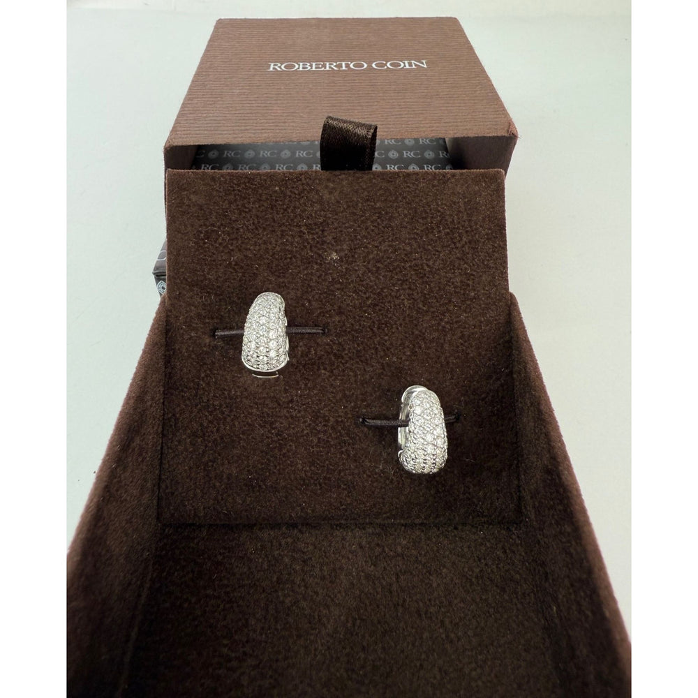 
                  
                    Roberto Coin Diamond & 18K White Gold Huggie Hoop Earrings/0.5"
                  
                