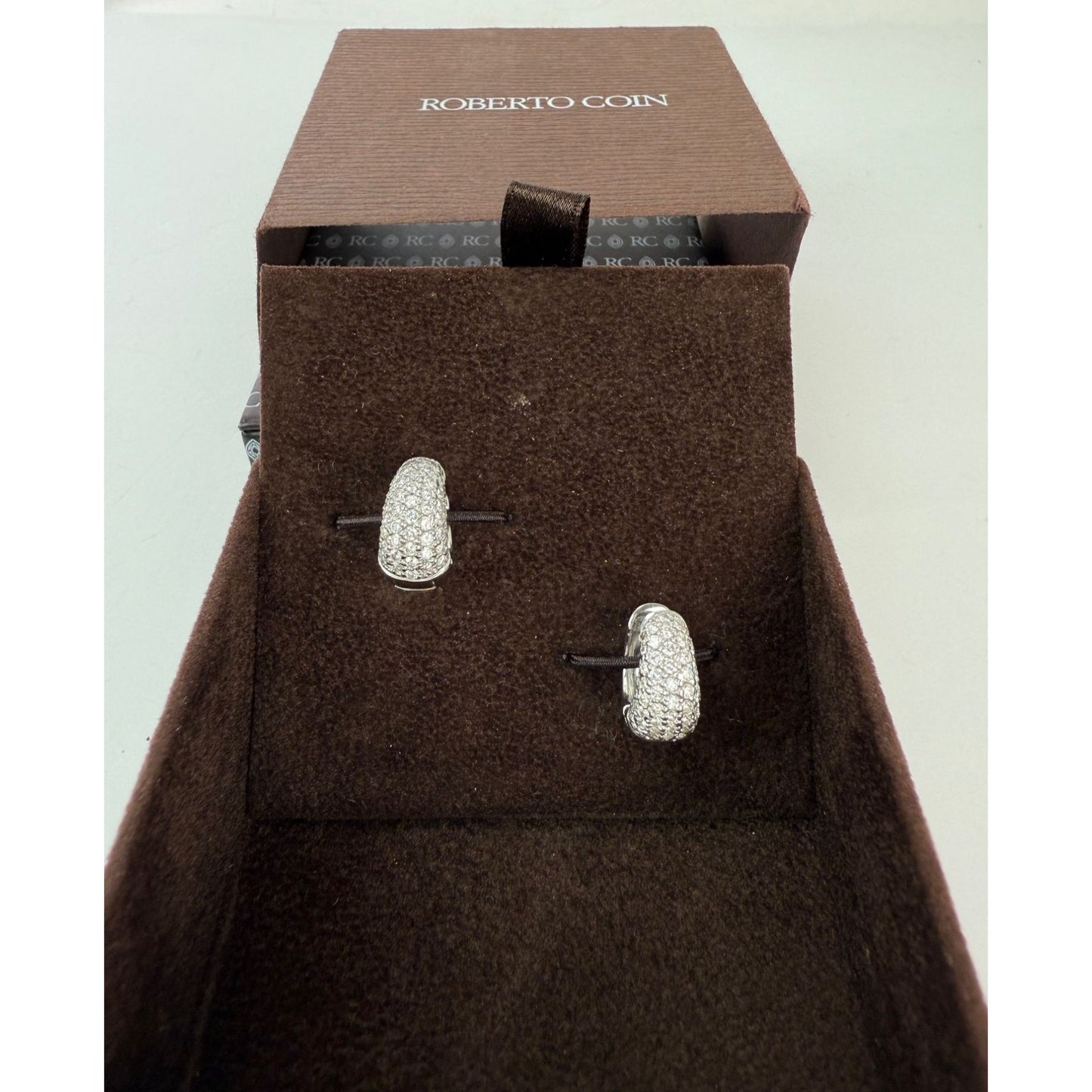 
                  
                    Roberto Coin Diamond & 18K White Gold Huggie Hoop Earrings/0.5"
                  
                