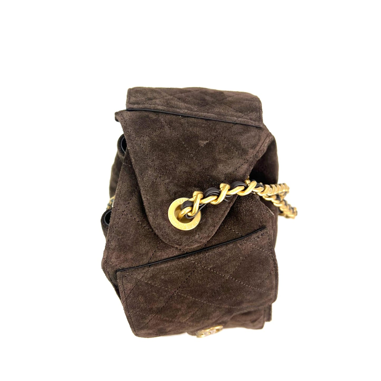 
                  
                    Chanel 25 Suede Calfskin Antique Gold Metal Small Brown Shoulder Bag
                  
                