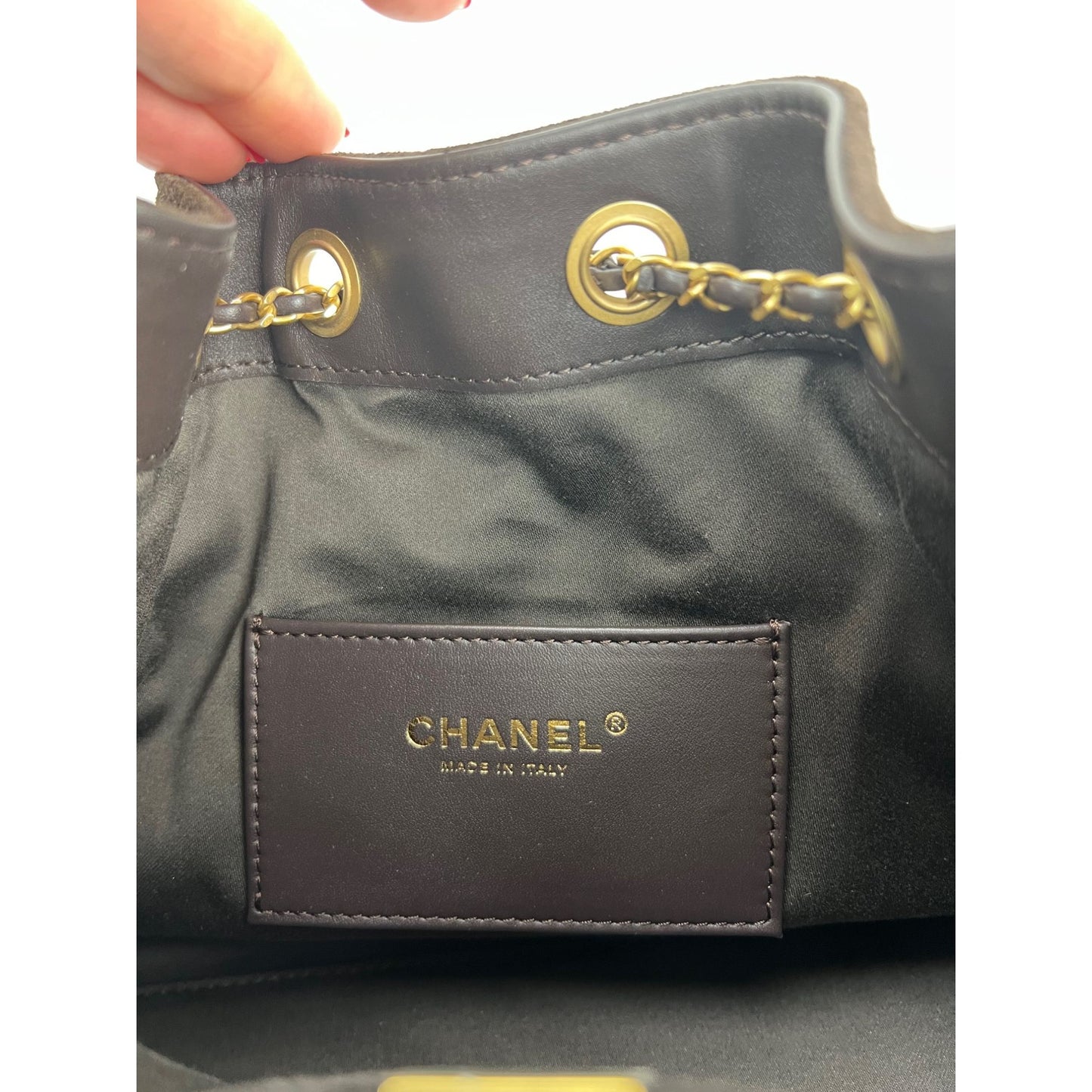 
                  
                    Chanel 25 Suede Calfskin Antique Gold Metal Small Brown Shoulder Bag
                  
                