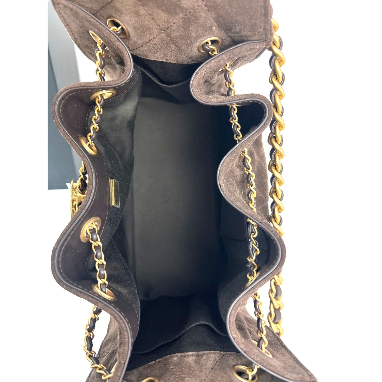 
                  
                    Chanel 25 Suede Calfskin Antique Gold Metal Small Brown Shoulder Bag
                  
                