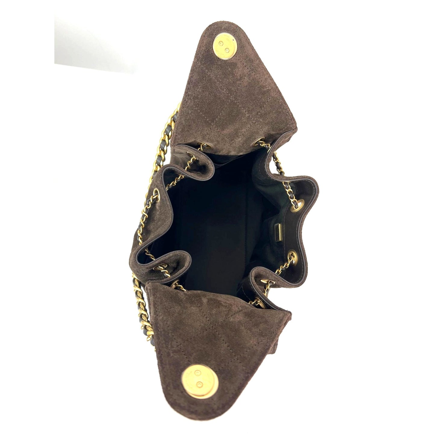 
                  
                    Chanel 25 Suede Calfskin Antique Gold Metal Small Brown Shoulder Bag
                  
                