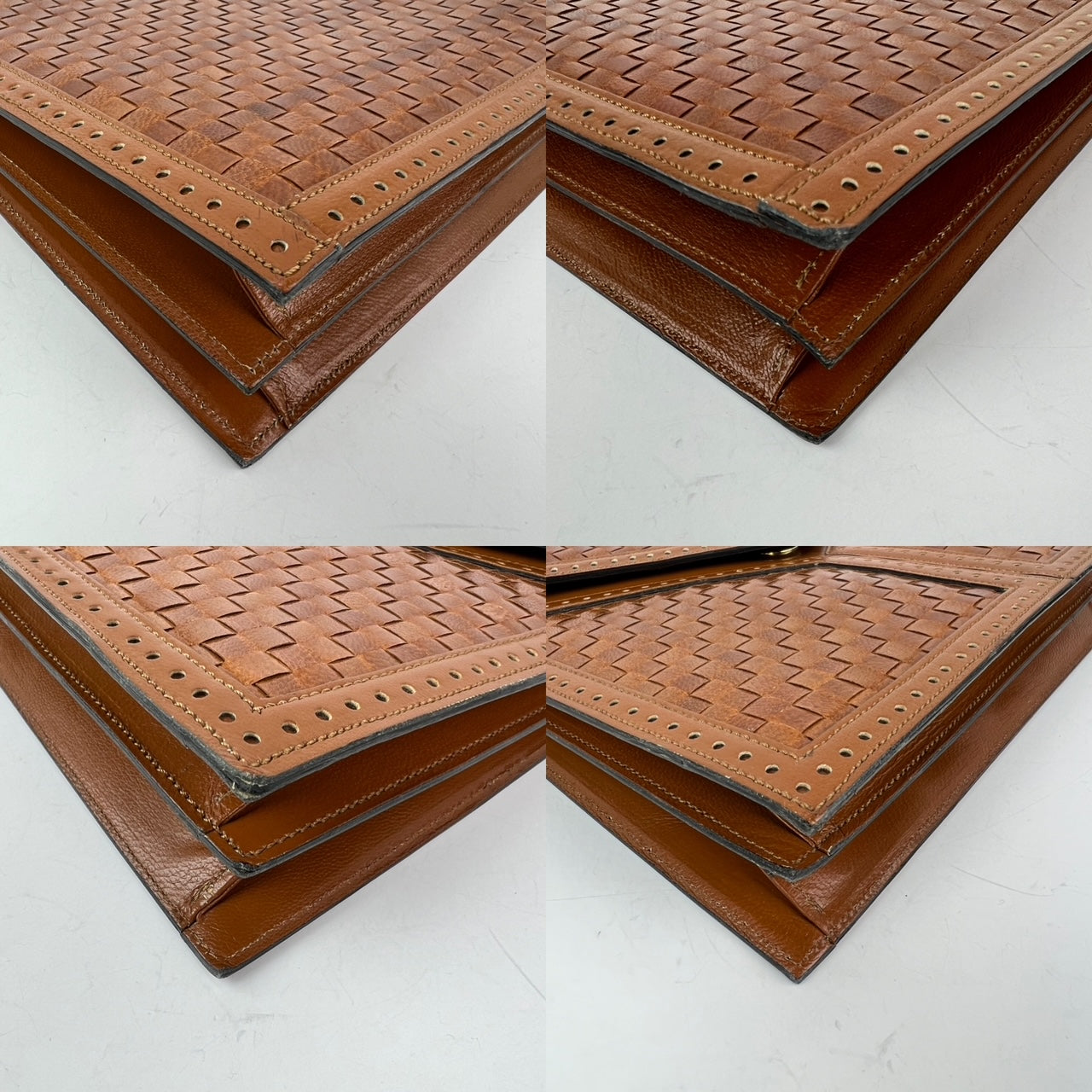 
                  
                    Yves Saint Laurent Woven Vintage Brown Leather Shoulder Clutch Bag
                  
                
