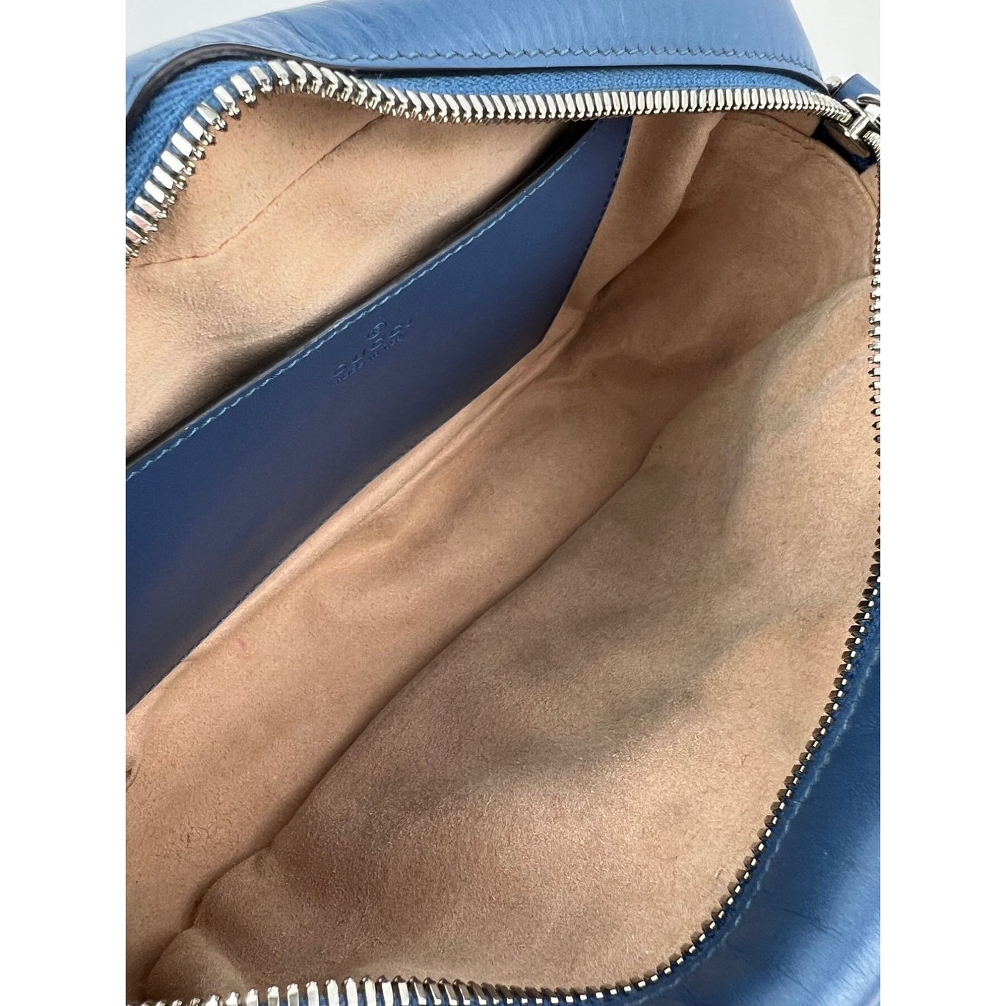 
                  
                    Gucci GG Marmont Small Chain Matelasse Aria Blue Leather Crossbody Bag
                  
                