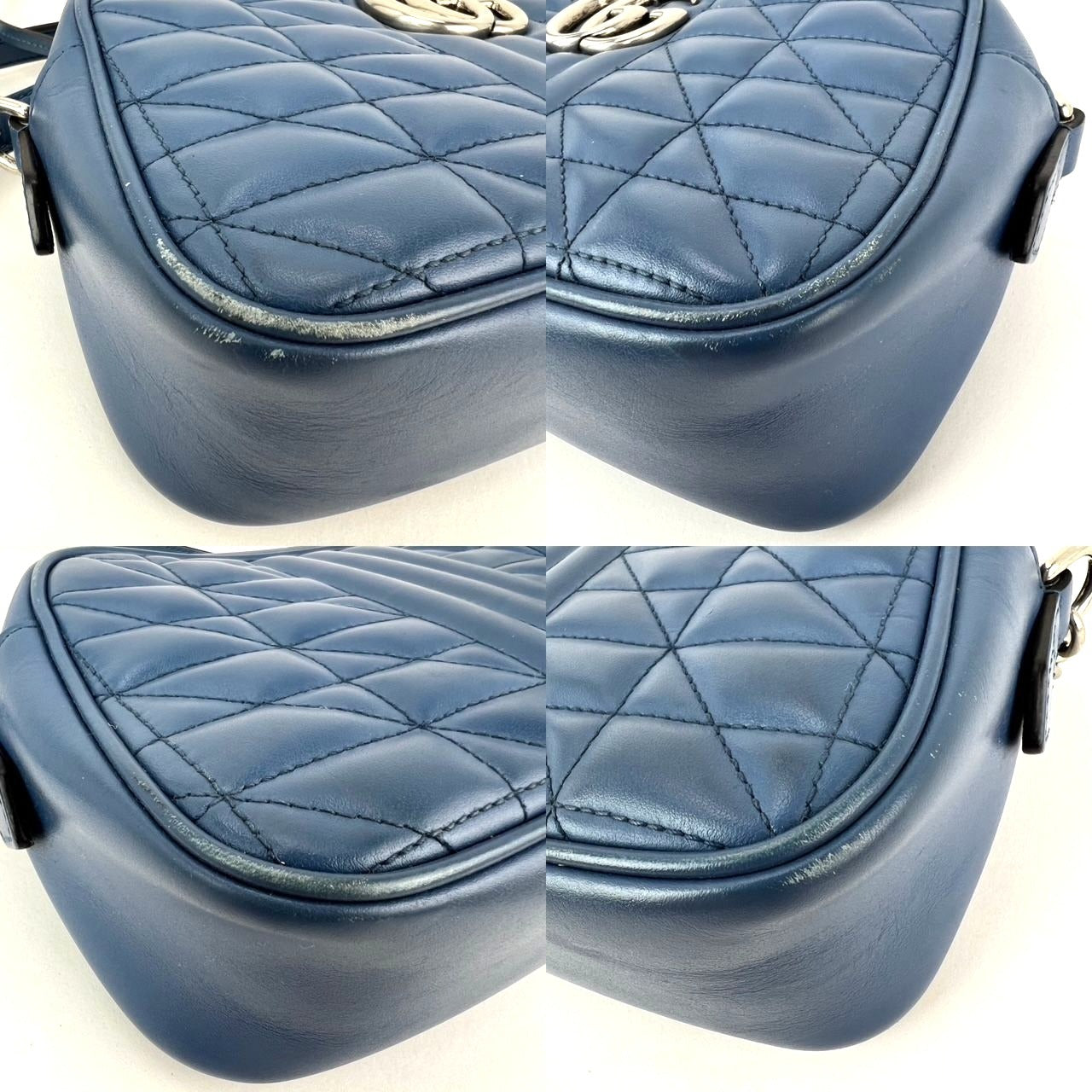 
                  
                    Gucci GG Marmont Small Chain Matelasse Aria Blue Leather Crossbody Bag
                  
                