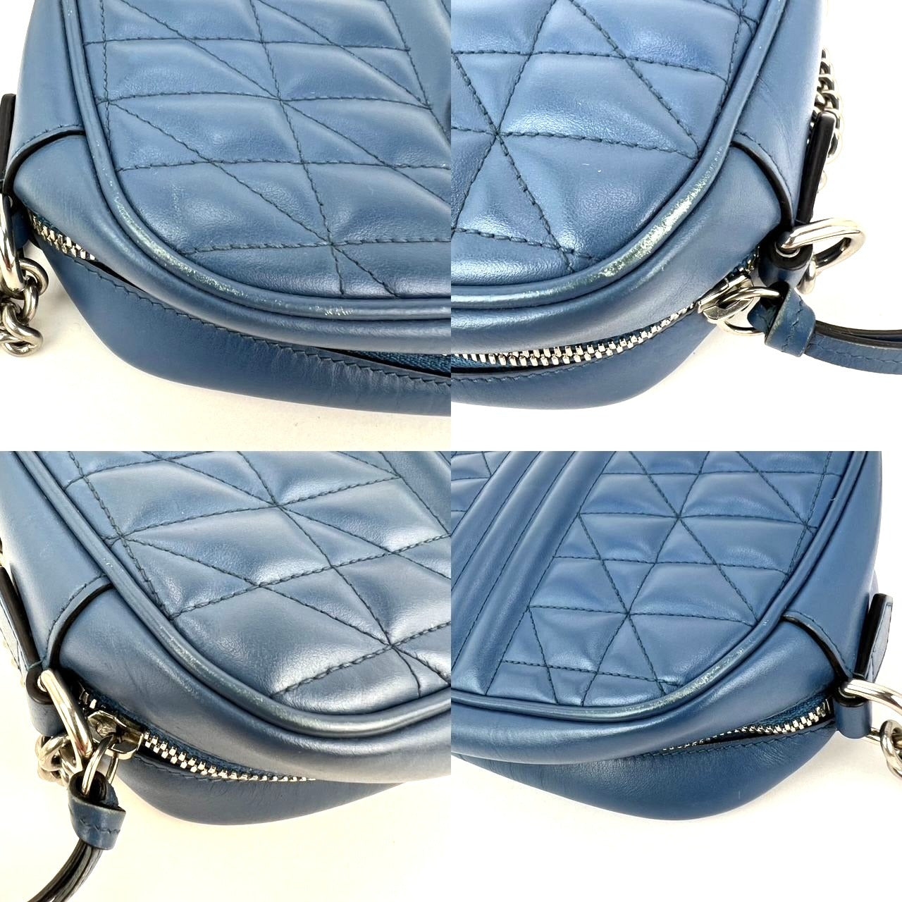 
                  
                    Gucci GG Marmont Small Chain Matelasse Aria Blue Leather Crossbody Bag
                  
                