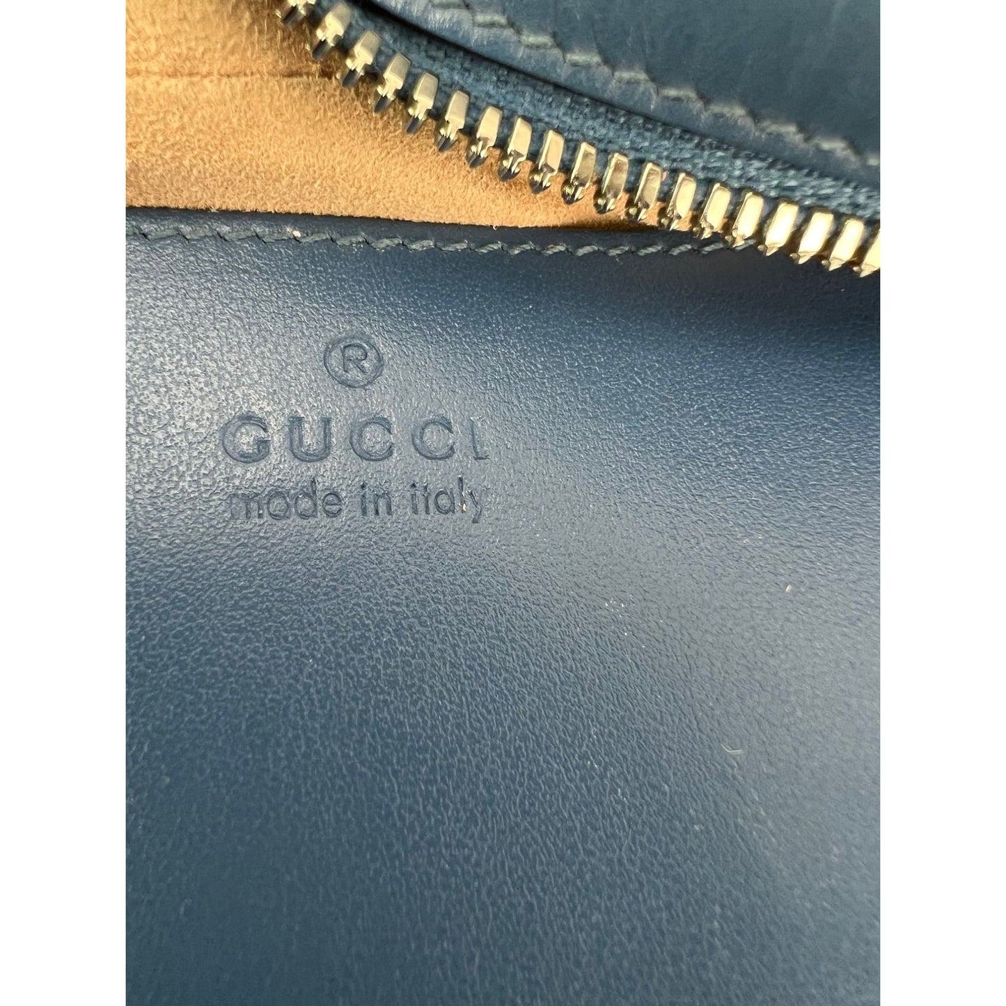 
                  
                    Gucci GG Marmont Small Chain Matelasse Aria Blue Leather Crossbody Bag
                  
                