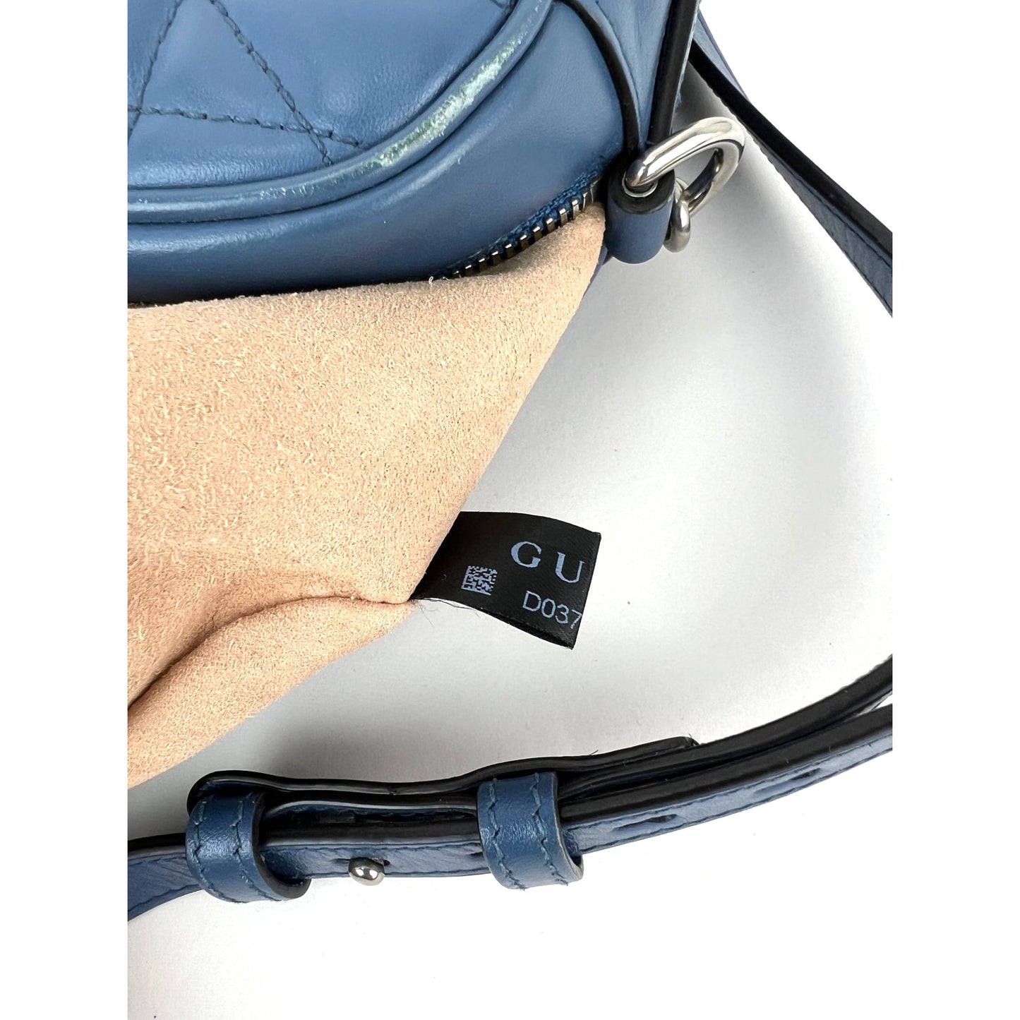 
                  
                    Gucci GG Marmont Small Chain Matelasse Aria Blue Leather Crossbody Bag
                  
                