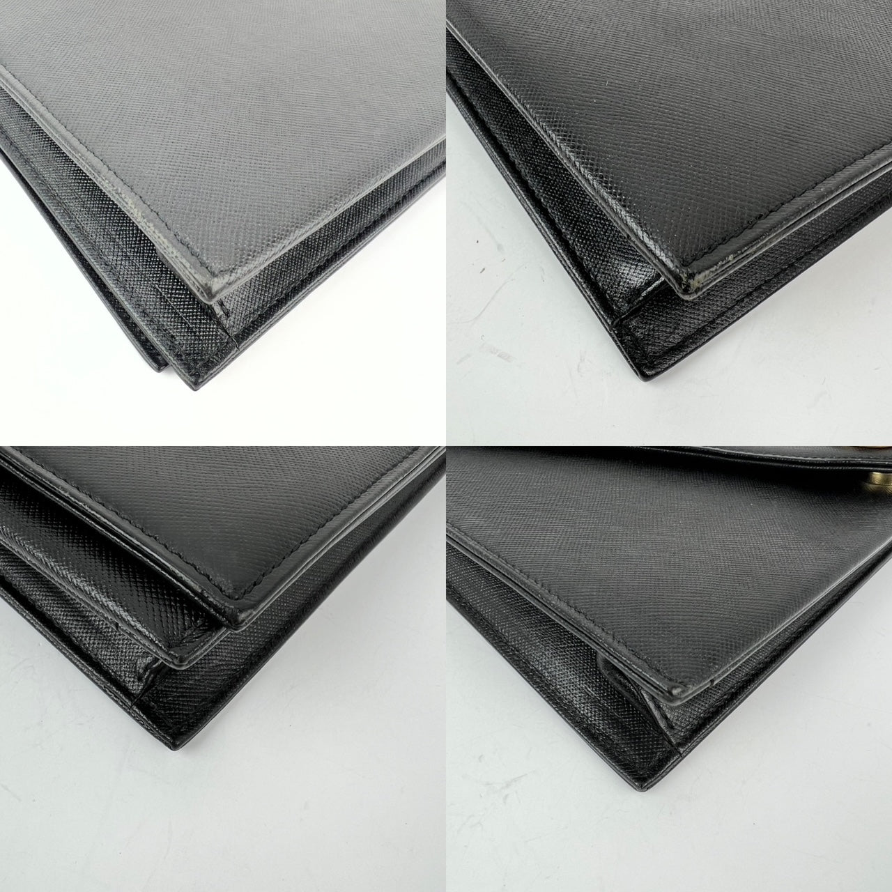 
                  
                    Saint Laurent Black Saffiano Leather Diagonal Clutch Shoulder Bag Vintage
                  
                