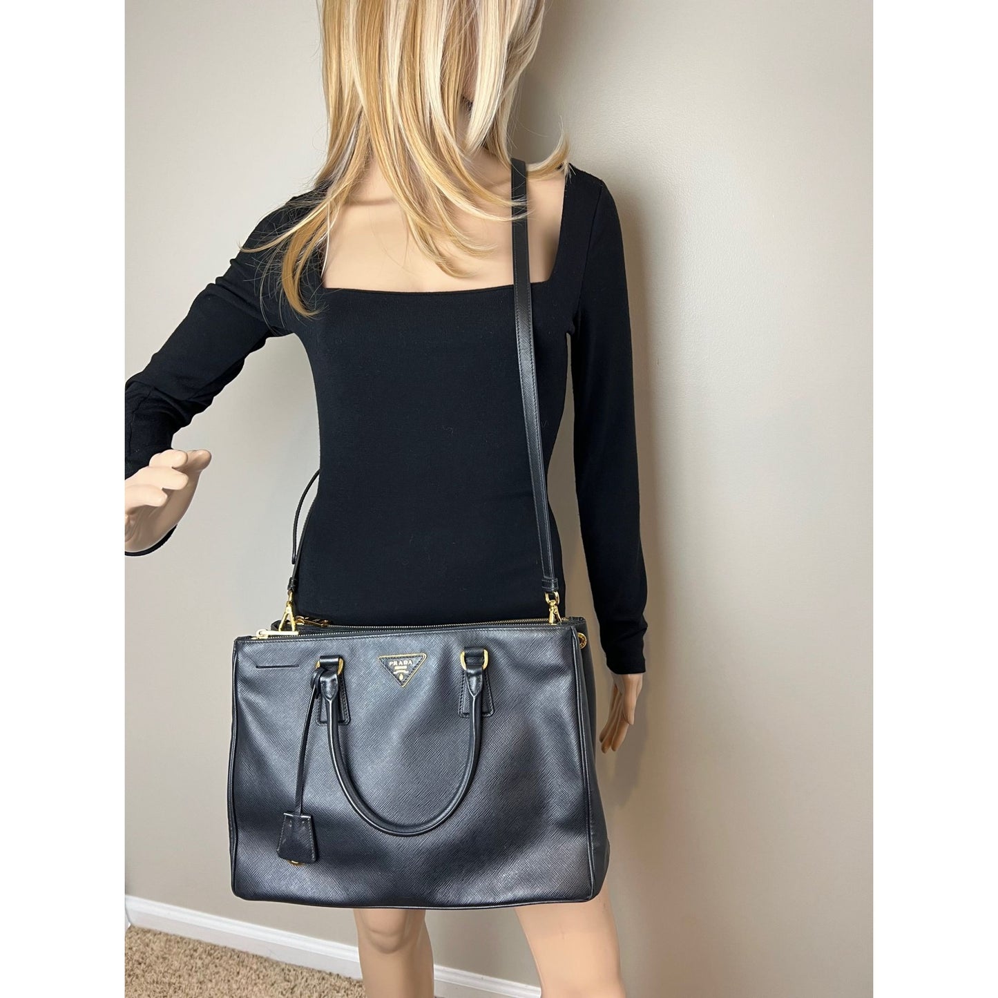 
                  
                    Prada Saffiano Leather Double Zip Black Tote Bag
                  
                