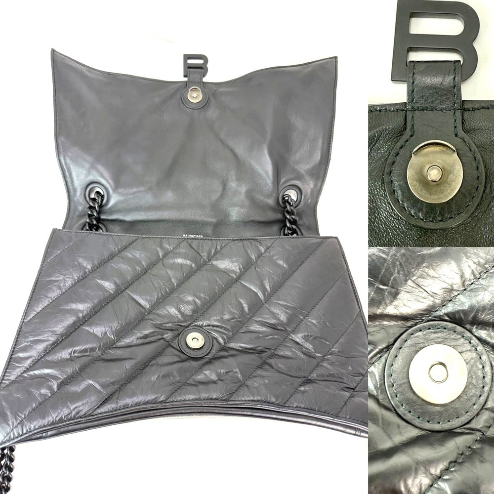 
                  
                    Balenciaga Large Crush Leather Matte Black Quilted  Shoulder Bag
                  
                