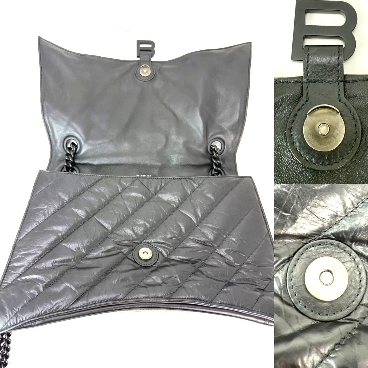 
                  
                    Balenciaga Large Crush Leather Matte Black Quilted  Shoulder Bag
                  
                