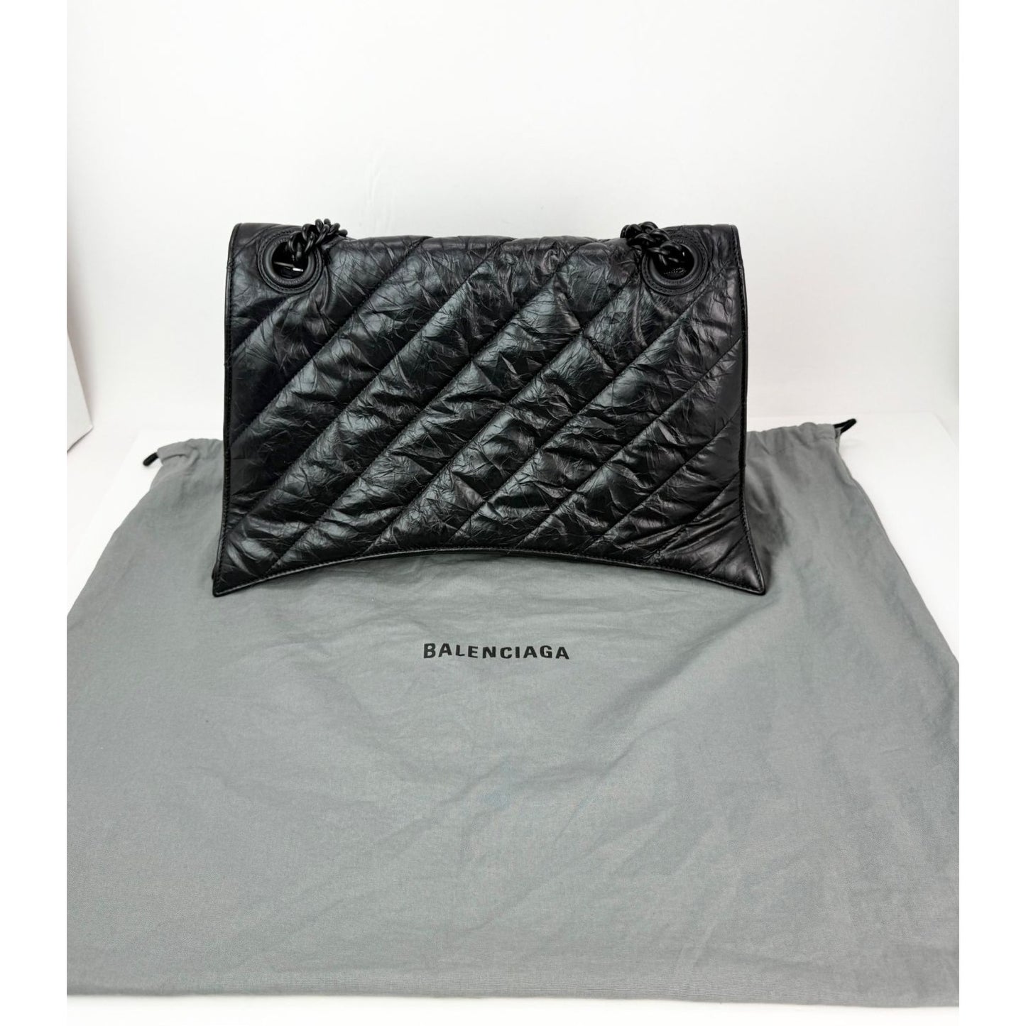 
                  
                    Balenciaga Large Crush Leather Matte Black Quilted  Shoulder Bag
                  
                