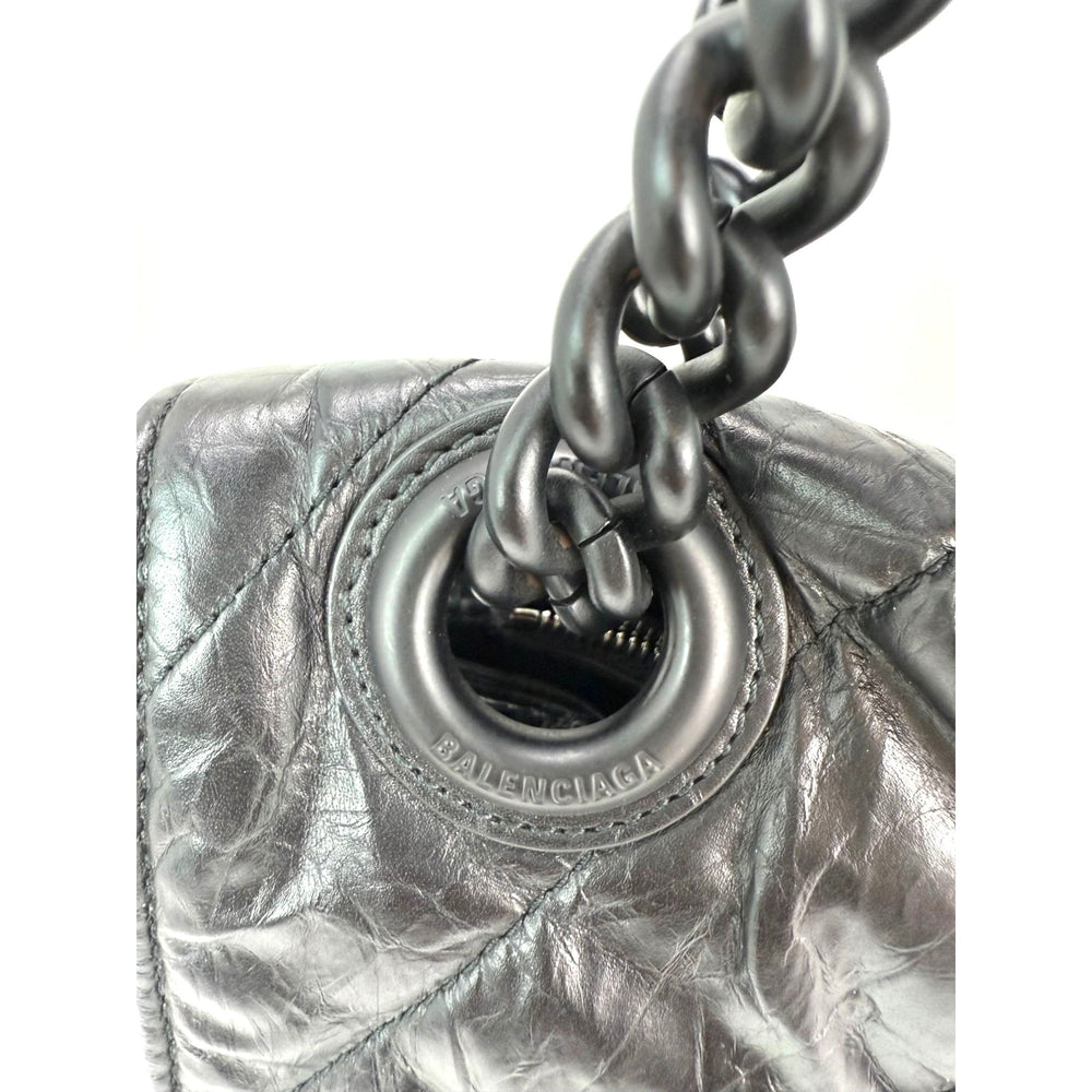 
                  
                    Balenciaga Large Crush Leather Matte Black Quilted  Shoulder Bag
                  
                