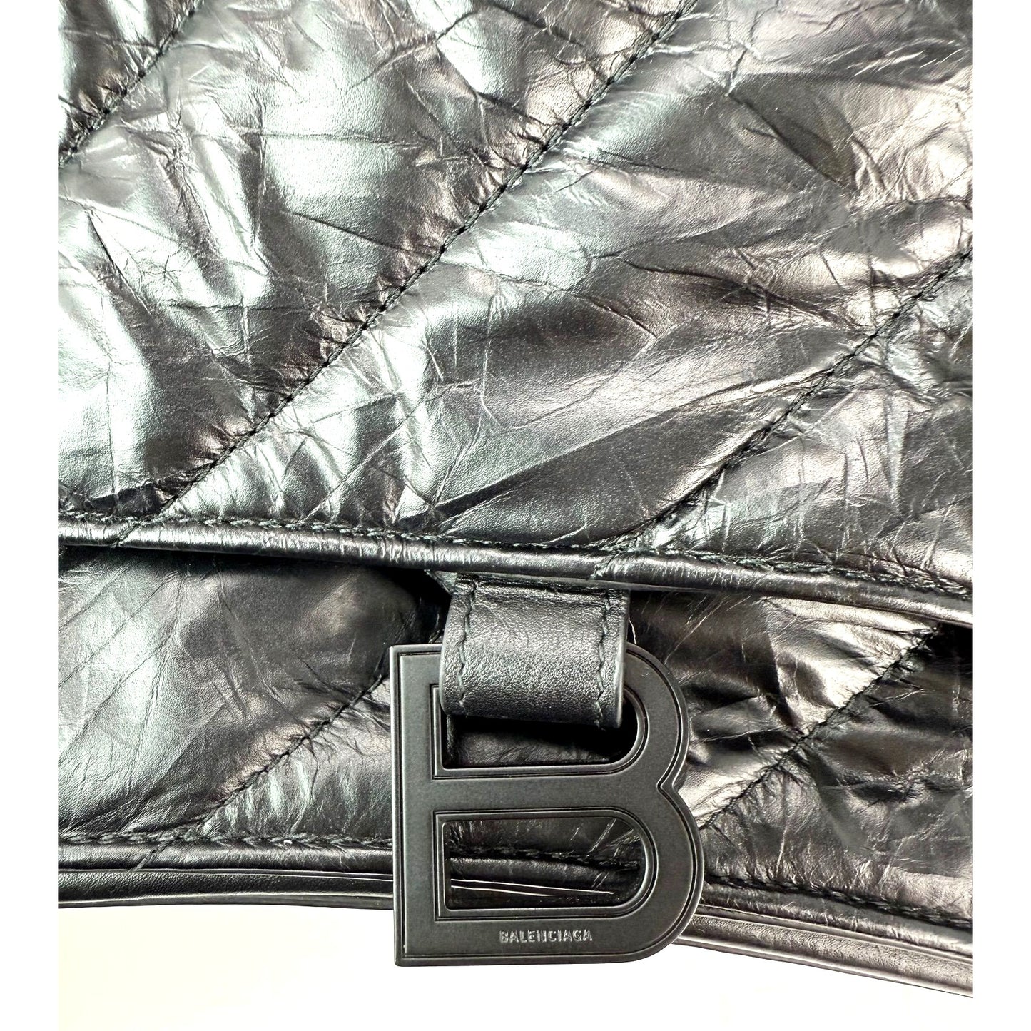 
                  
                    Balenciaga Large Crush Leather Matte Black Quilted  Shoulder Bag
                  
                