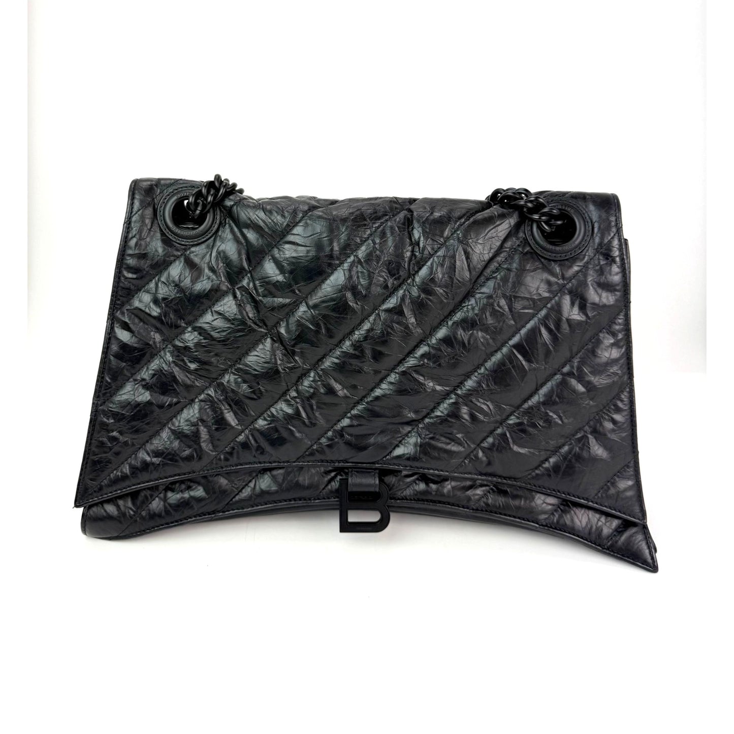 
                  
                    Balenciaga Large Crush Leather Matte Black Quilted  Shoulder Bag
                  
                