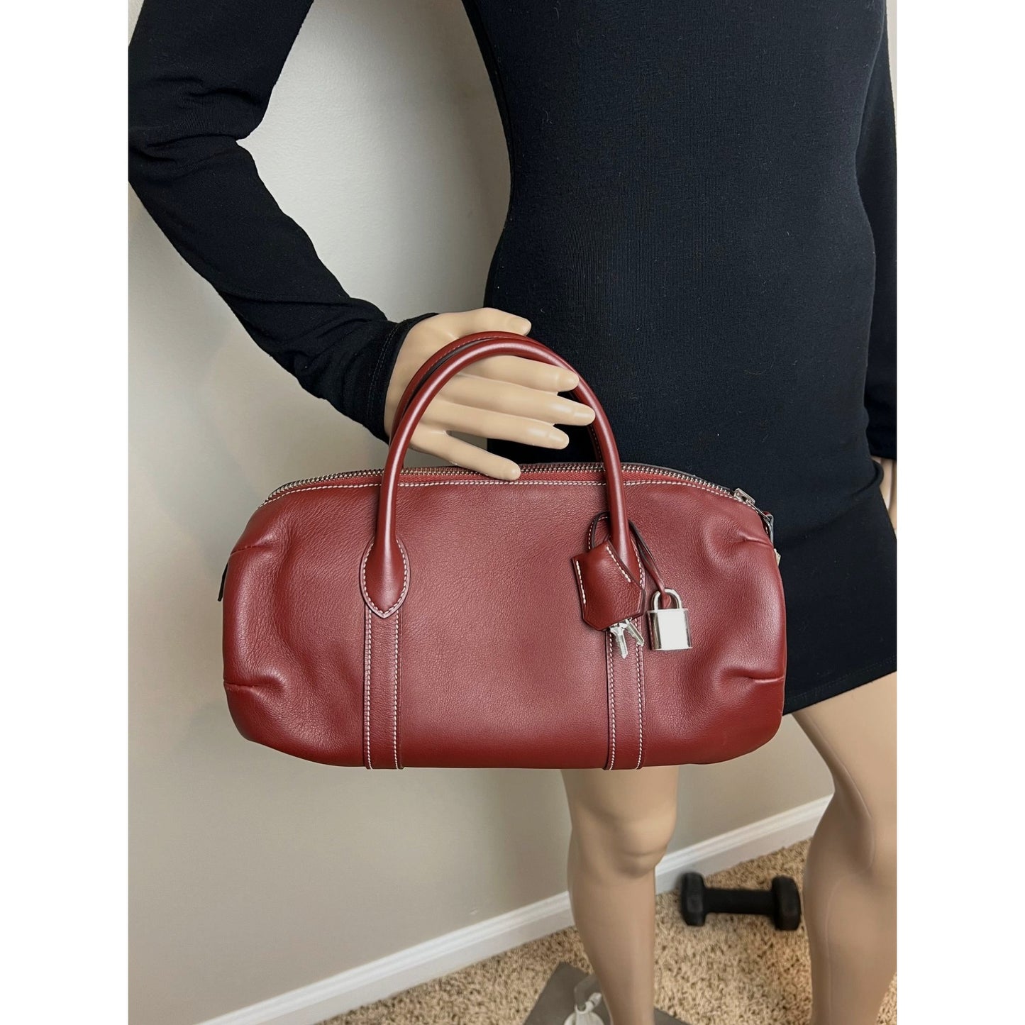 
                  
                    Hermes Polochon 1925 Size 30 Havane Leather Boston Bag
                  
                