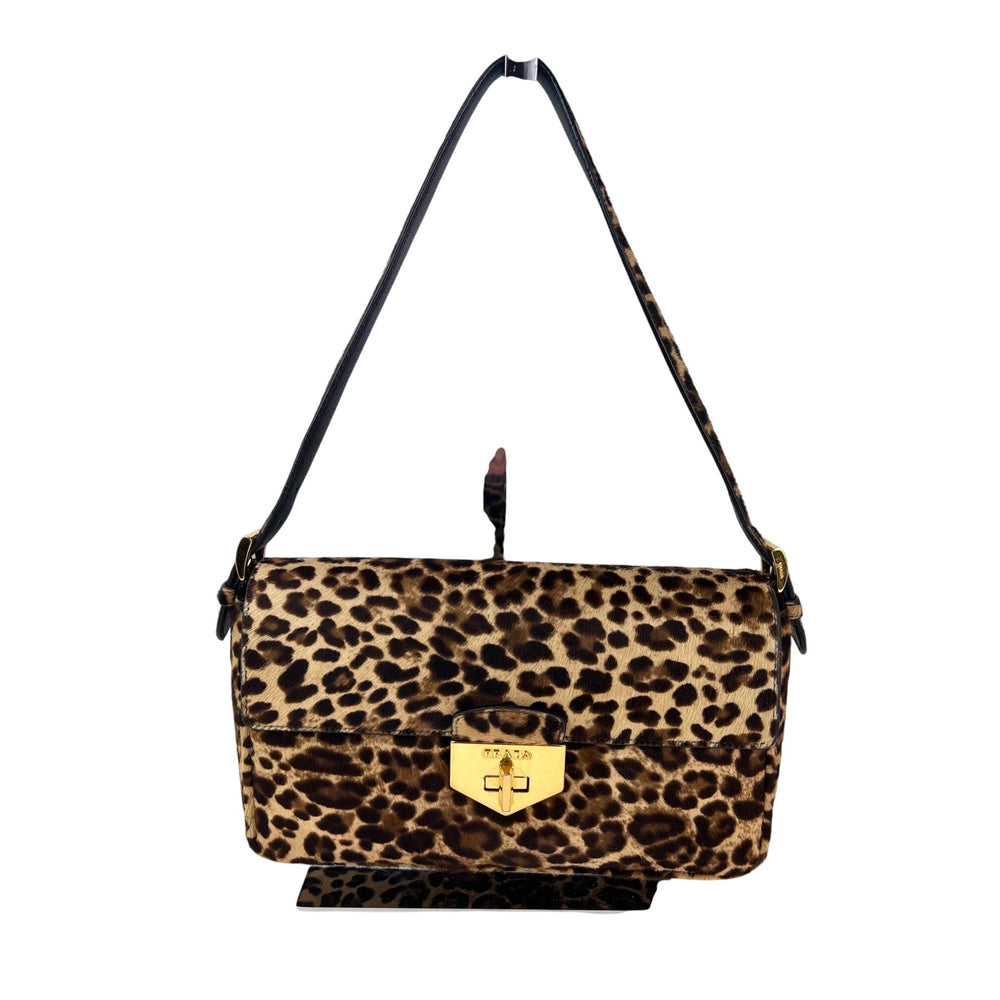 Prada Cavallino Leopard calf Hair Shoulder Bag