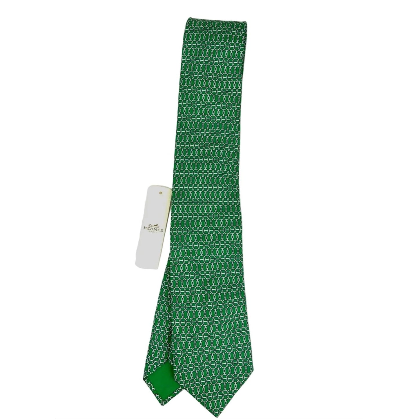 
                  
                    Hermes Cravate Twill Silk Green Tie Geometric
                  
                